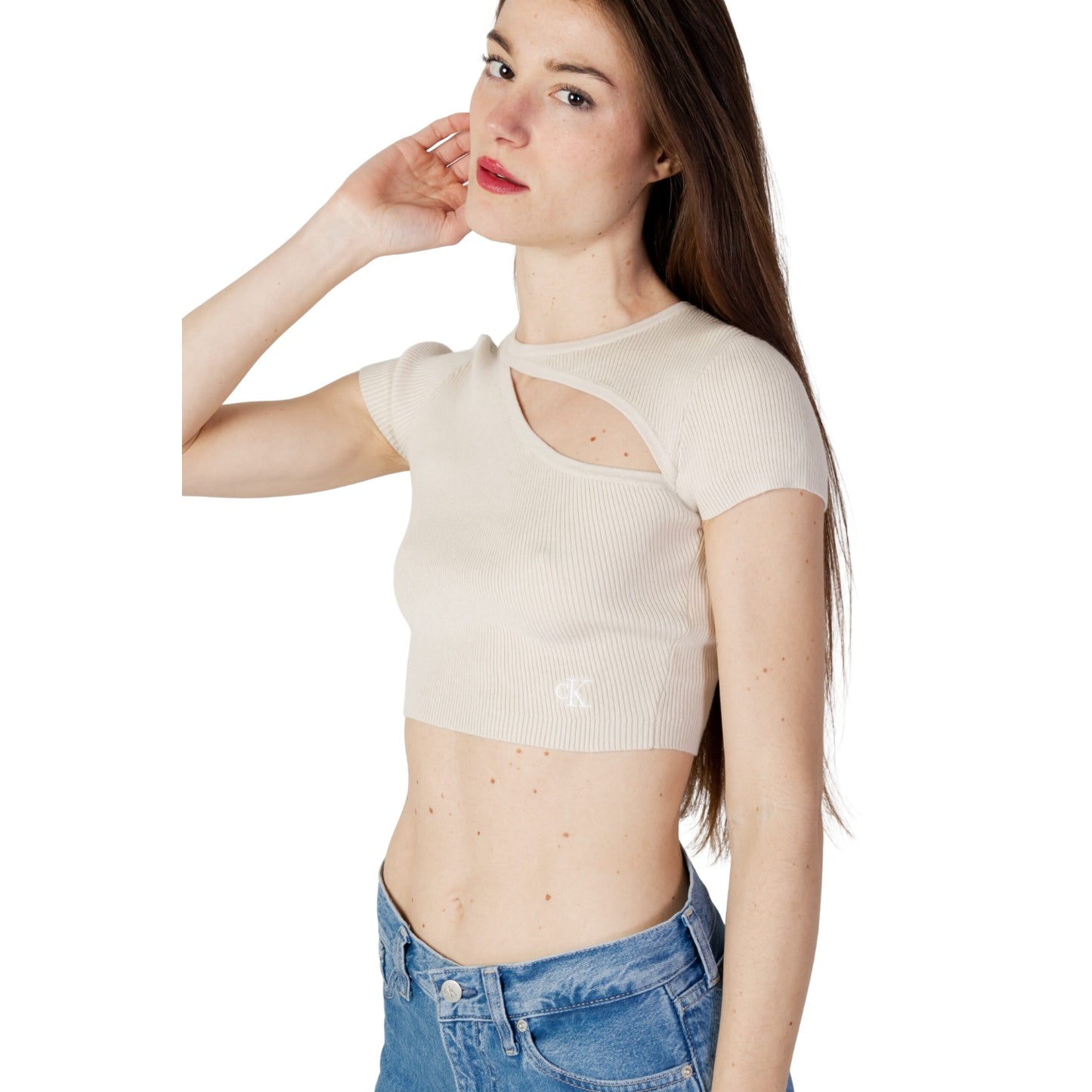 Top Manica Corta Donna Calvin klein Jeans Asym Cut Out Knitted J20J221129
