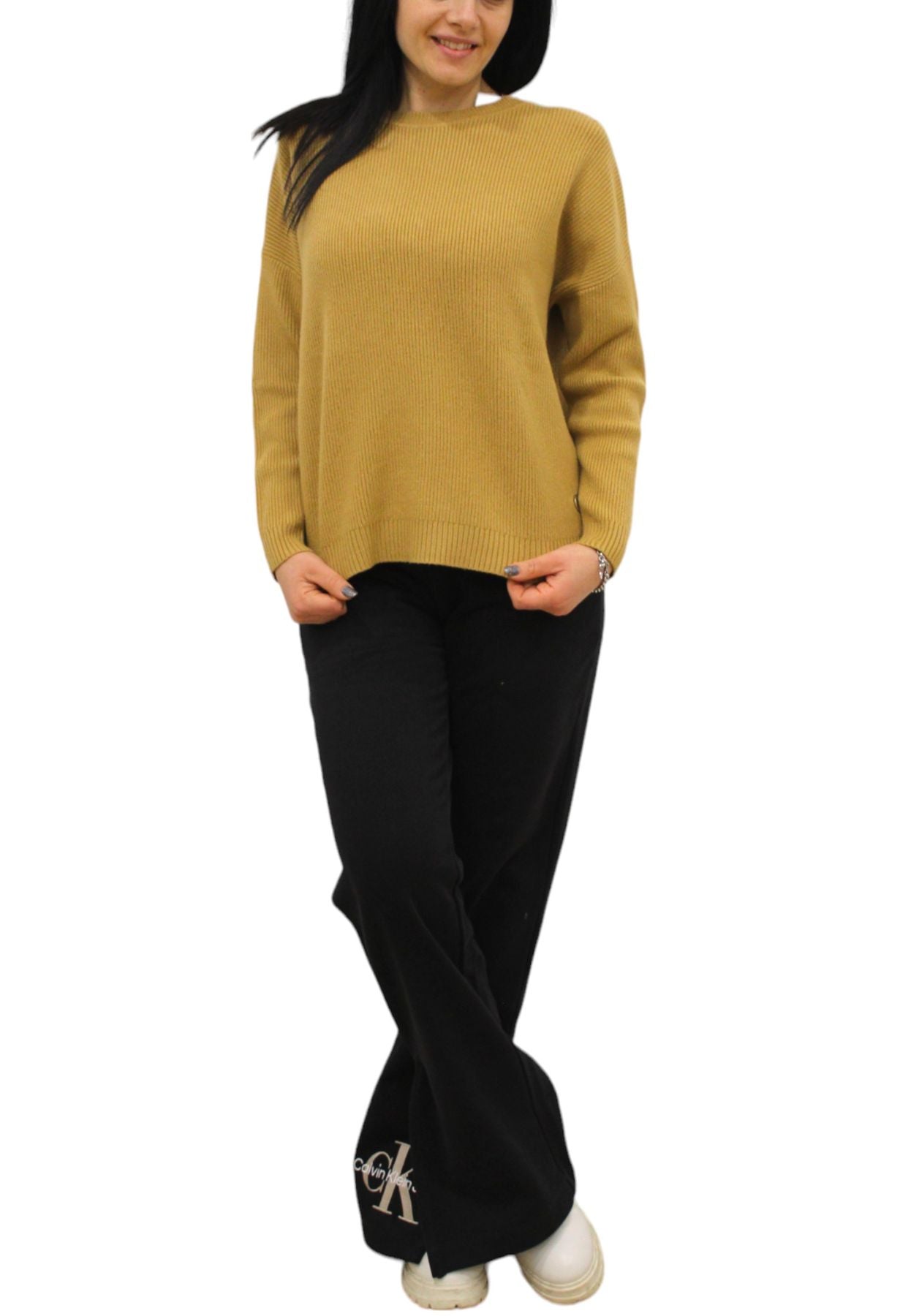 Maglione A Girocollo Donna White Wise Over Maglia Inglese WW18162