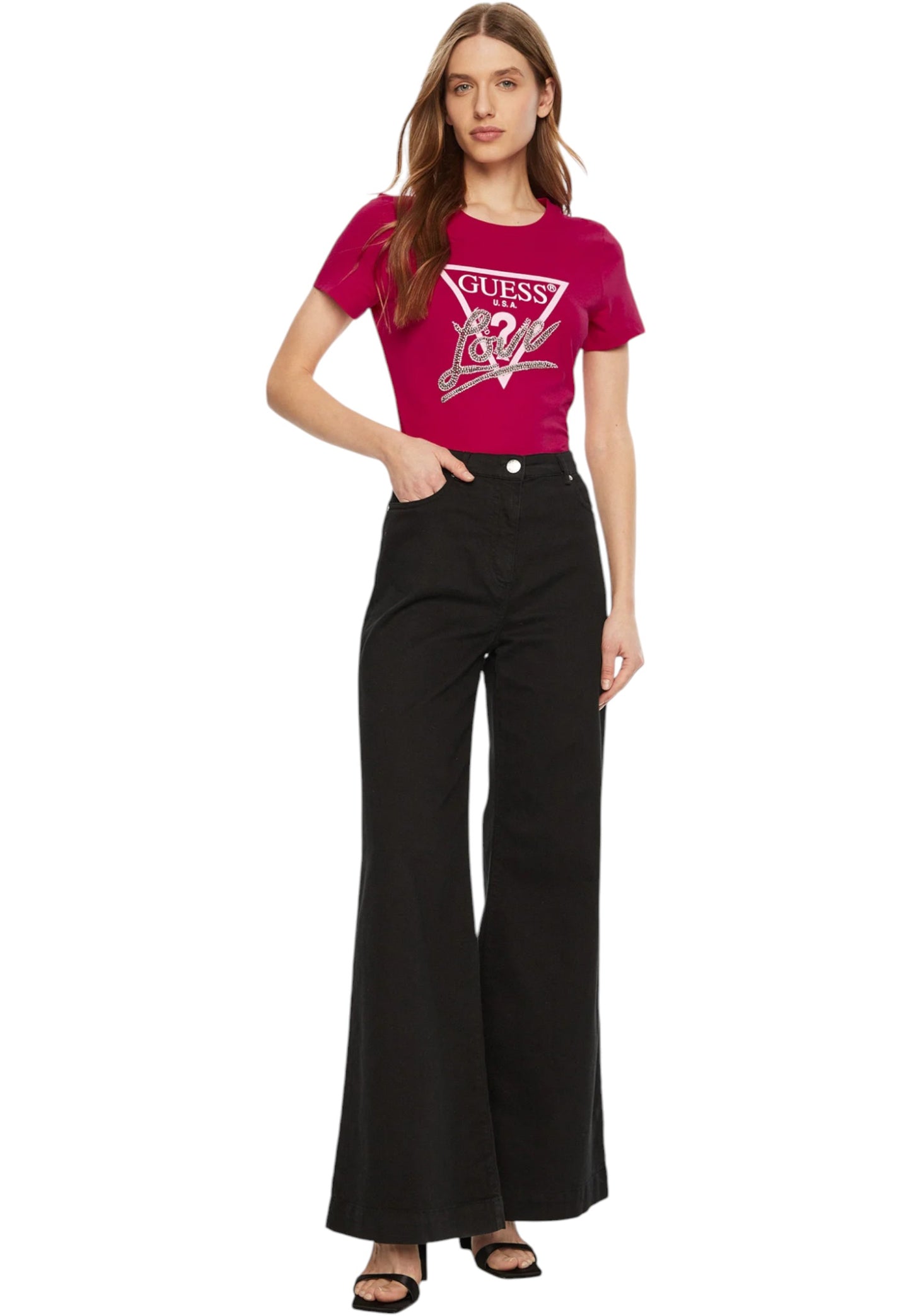 T-Shirt Manica Corta Donna Guess Triangle Love