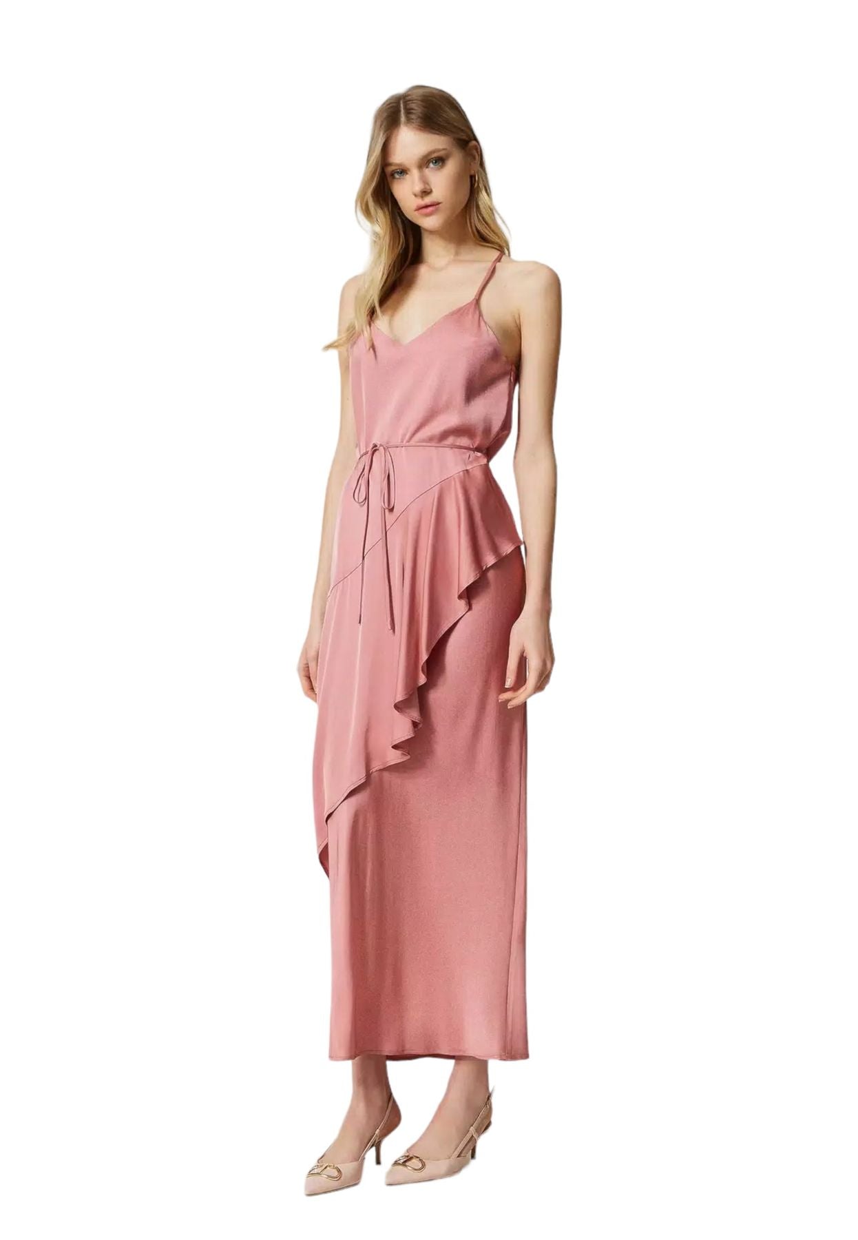 Vestito Lungo Donna Twinset Con Spalline E Spacco Romantic Satin 231TP2430