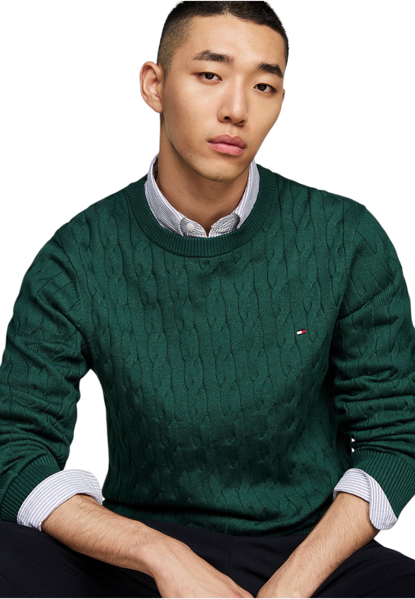 Maglione A Girocollo Uomo Tommy Hilfiger Classic Cotton Cable MW0MW33132