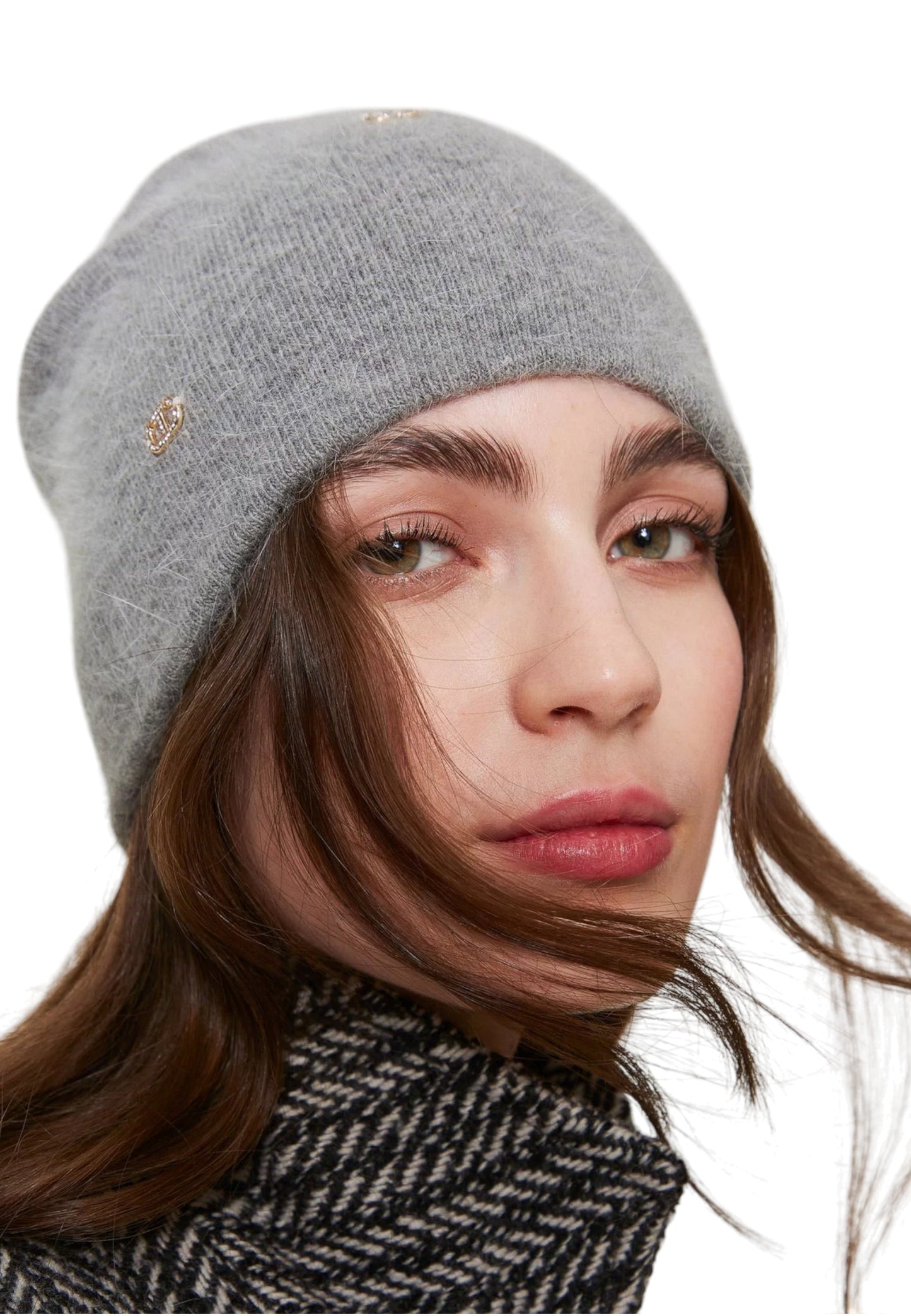 Berretto Donna Twinset In Maglia Con Ricamo Placchetta Oval T Strass 242TA4140