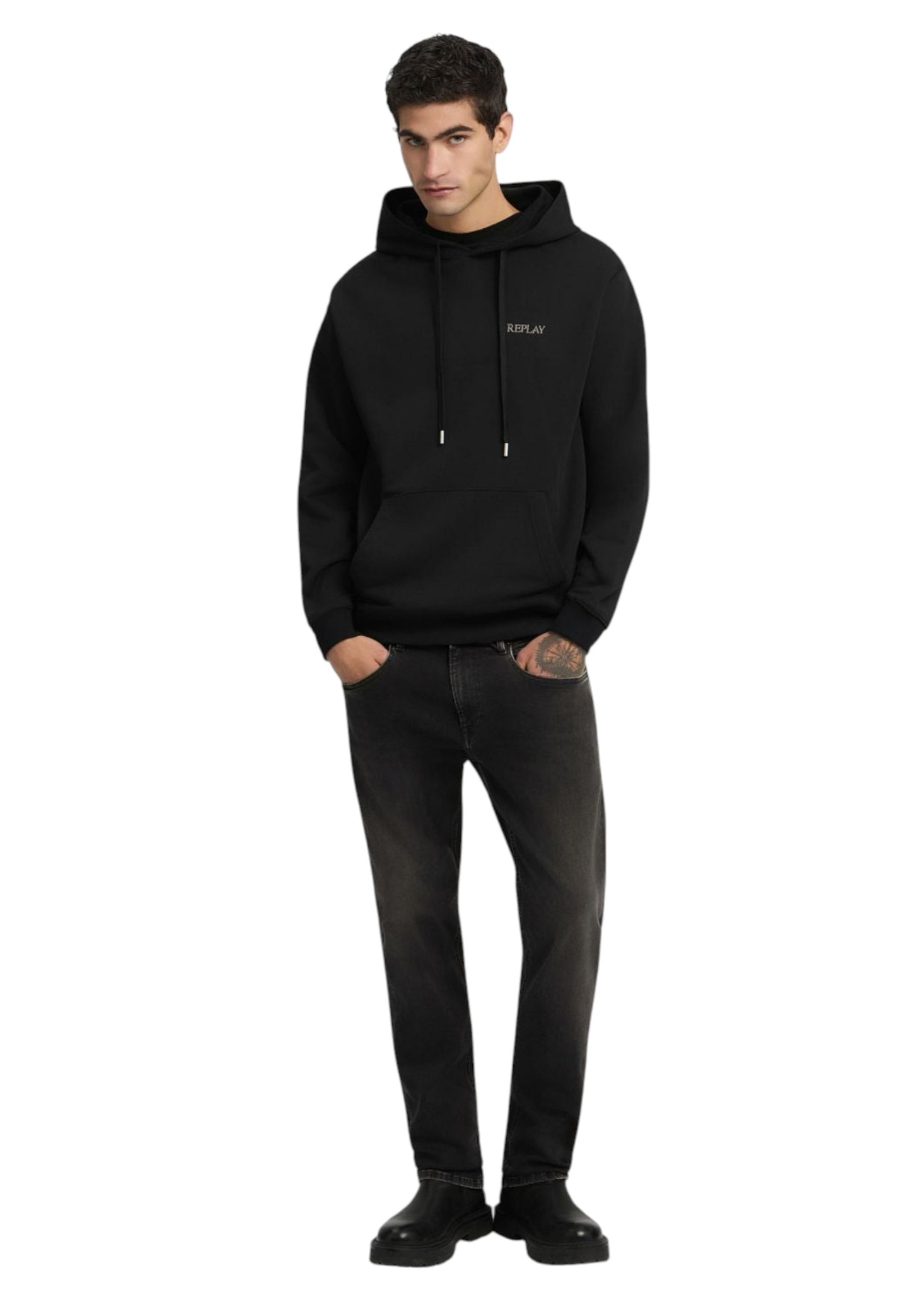 Felpa Con Cappuccio Uomo Replay Con Lettering Embroidery  M3189 .000.23802