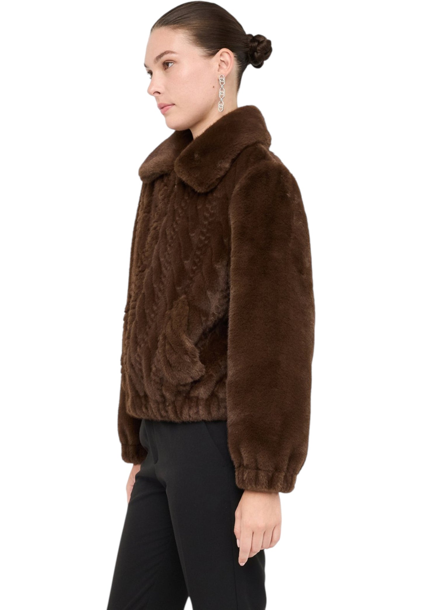 Giacca Bomber Donna Liu Jo In Teddy Con Trecce MF5094E1044