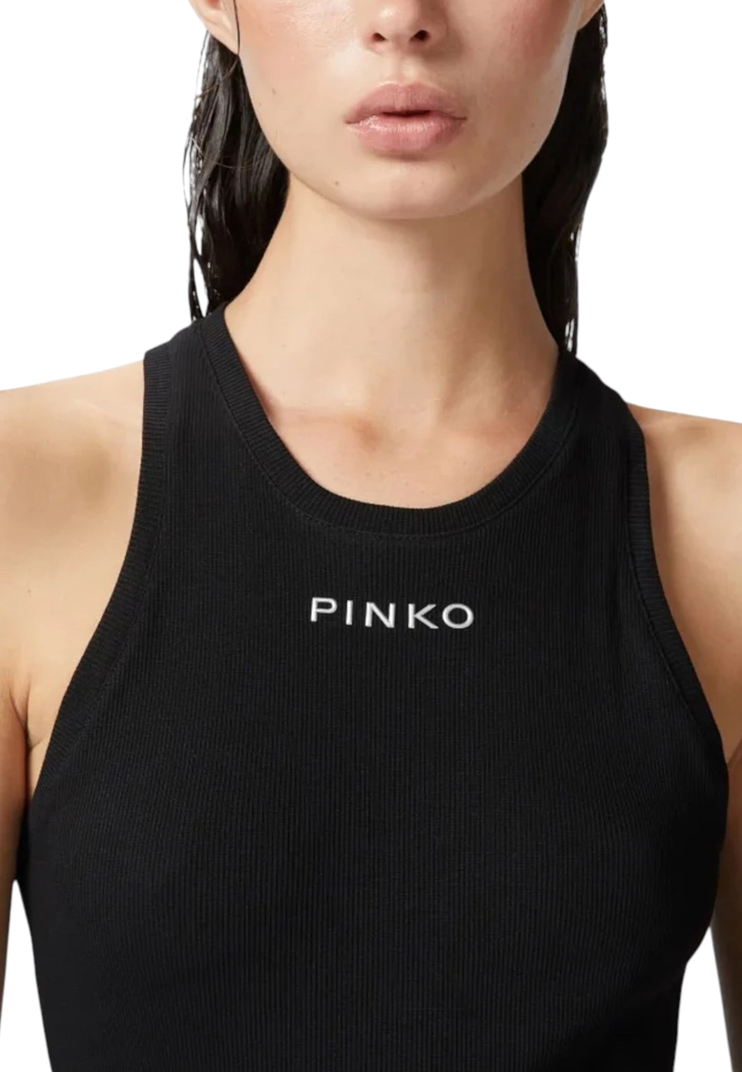 Canotta Donna Pinko A Costine Con Logo Distinto