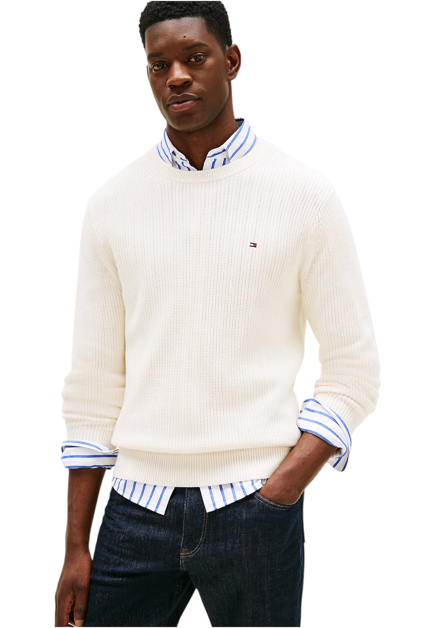 Maglione A Girocollo Uomo Tommy Hilfiger Rwb Rib MW0MW41516