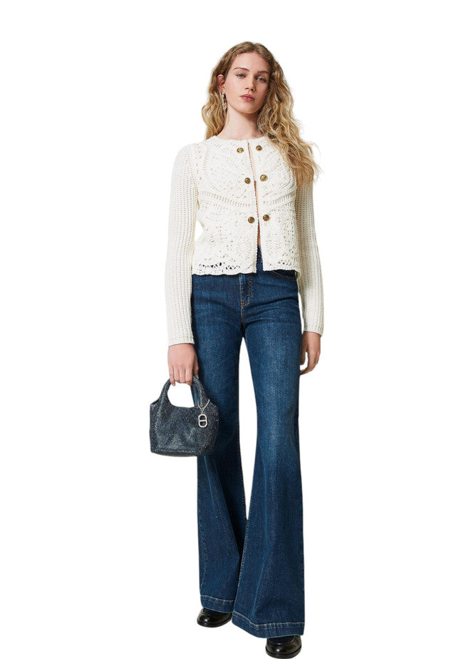 Cardigan Donna Twinset In Maglia Con Crochet 242TP3474