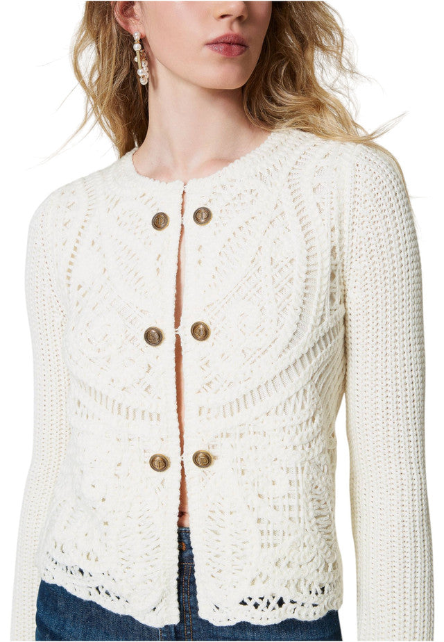 Cardigan Donna Twinset In Maglia Con Crochet 242TP3474