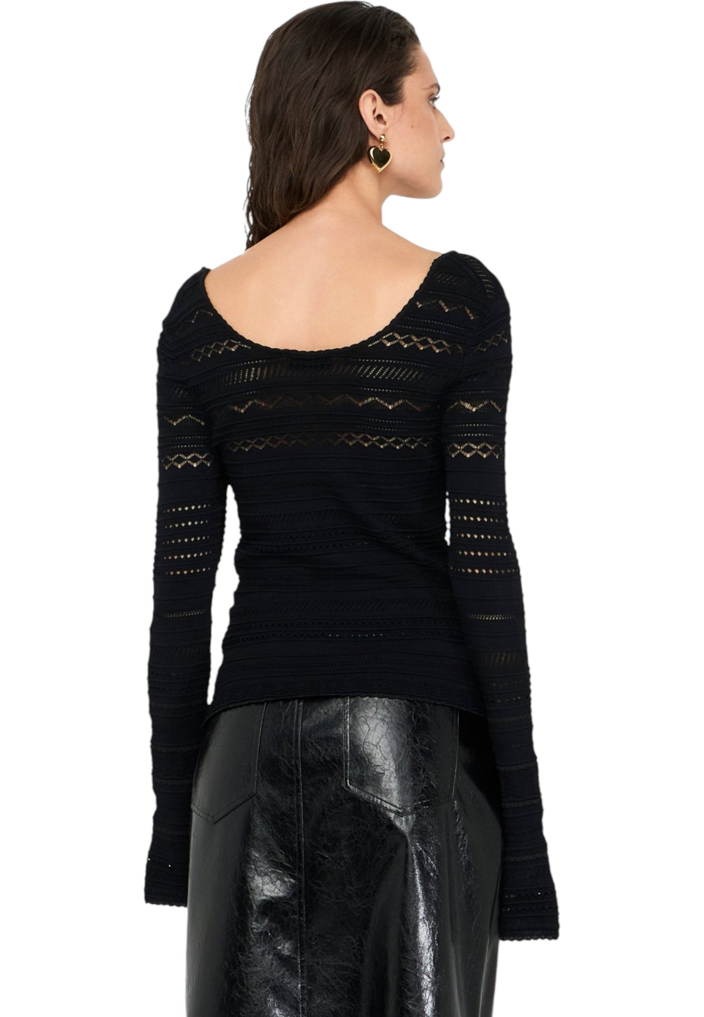Maglia Scollo A Barca Donna Liu Jo Traforata CF5195MS55N