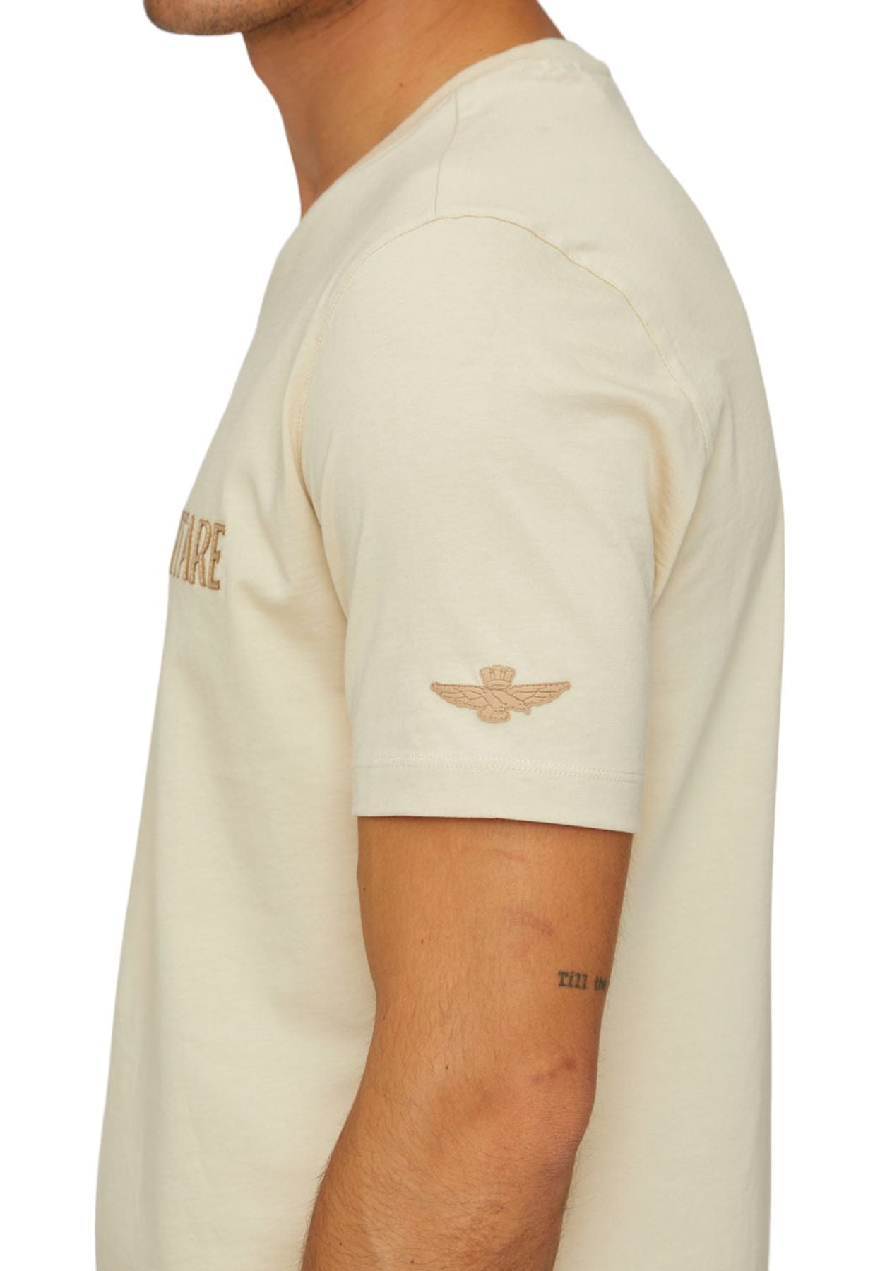 T-Shirt Manica Corta Uomo Aeronautica Militare Con Stampa Gommata E Logo In Ecopelle 241TS2228J634