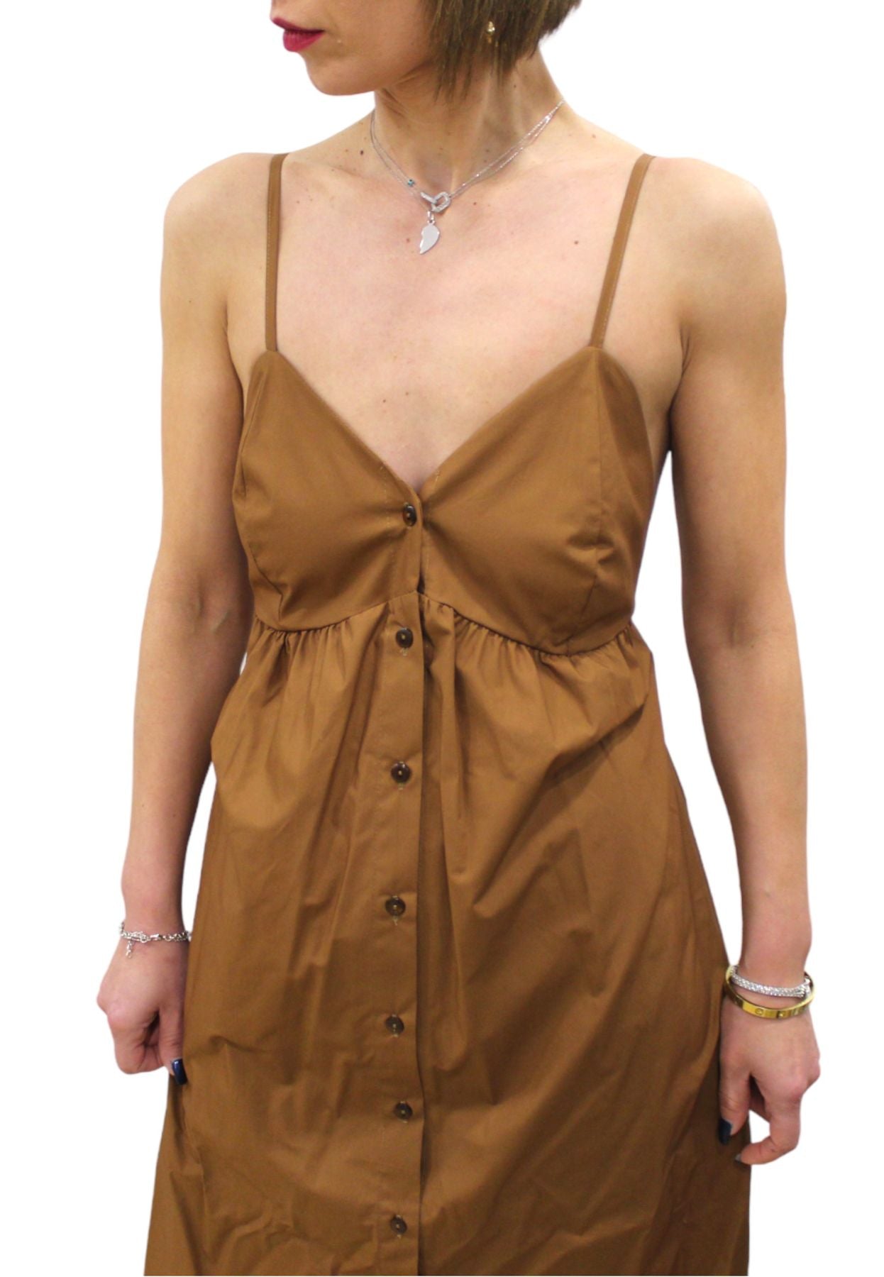 Vestito Lungo Donna White Wise Con Cintura WW28813