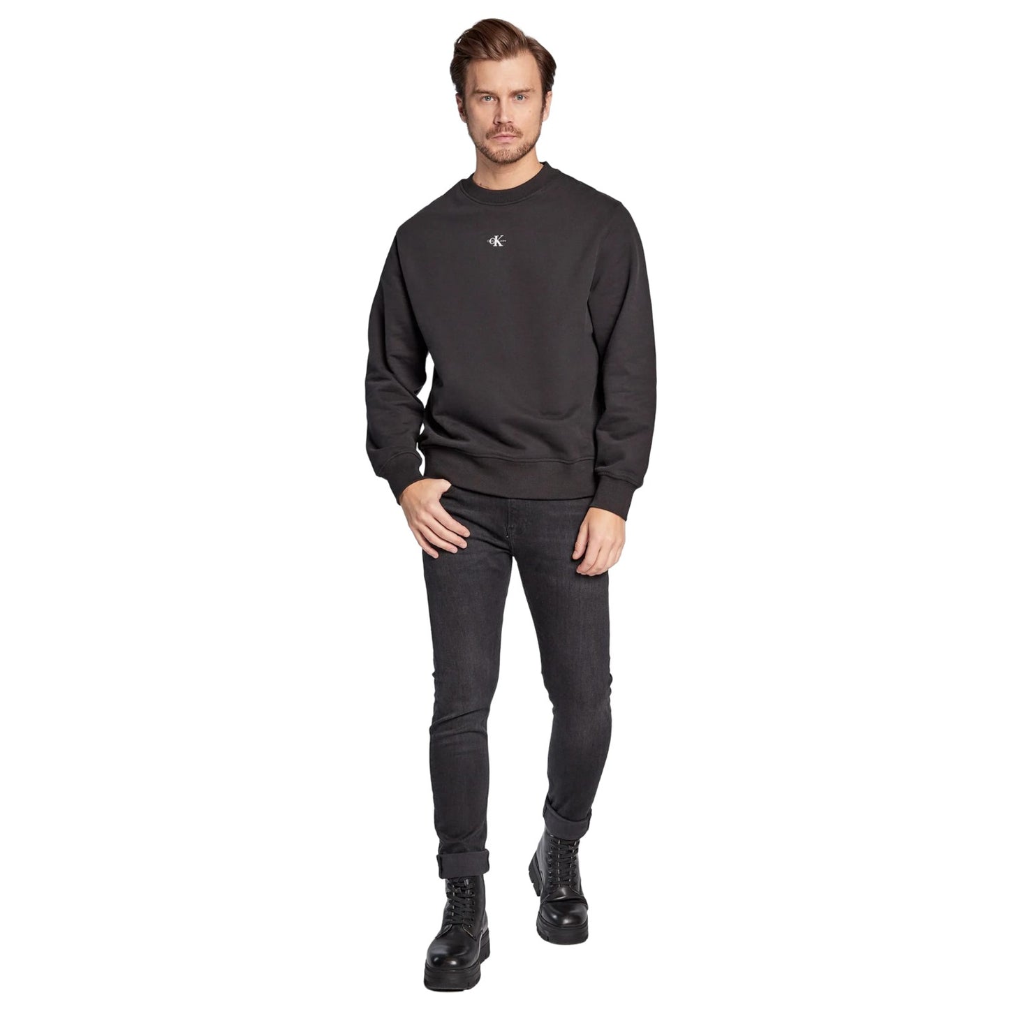 Felpa A Girocollo Uomo Calvin klein Jeans Micro Monologo J30J322534