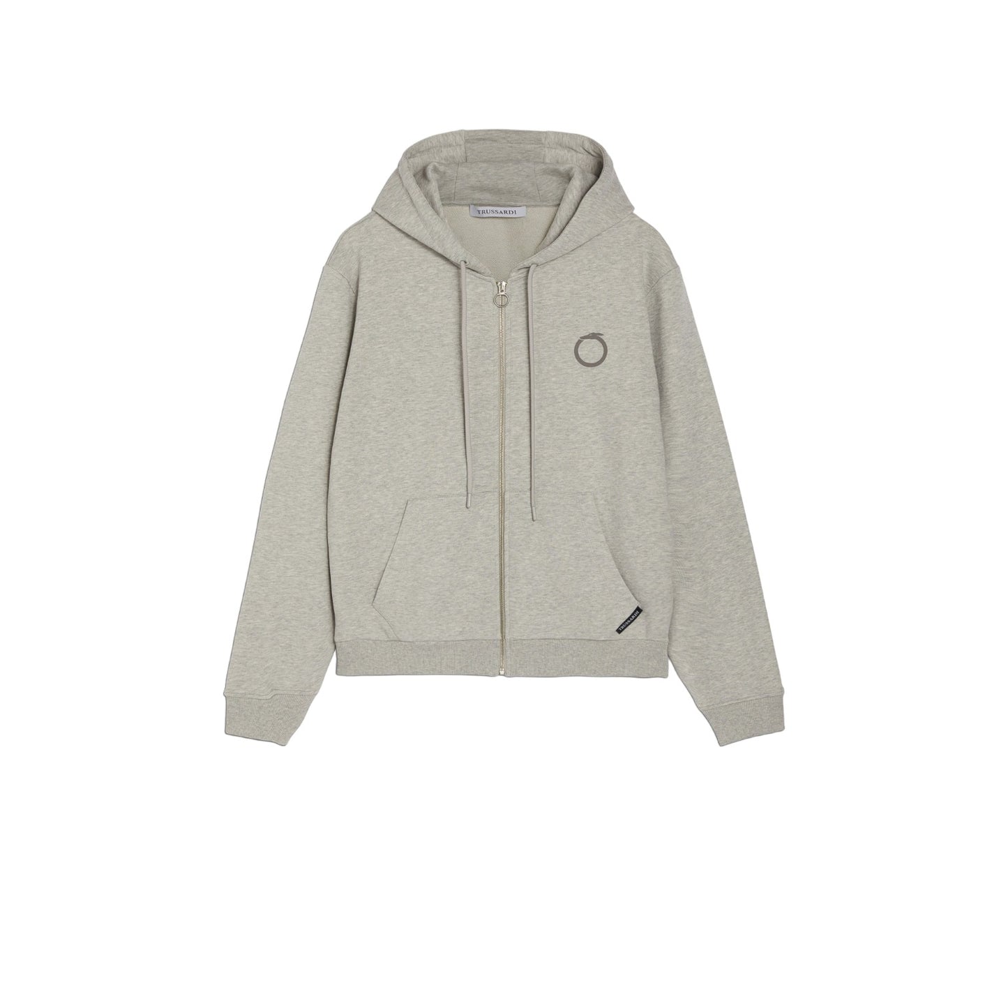 Felpa Con Zip Uomo Trussardi Con Cappuccio Small Greyhound Print Melange Cotton Medium Weight 52F00301-1T006317