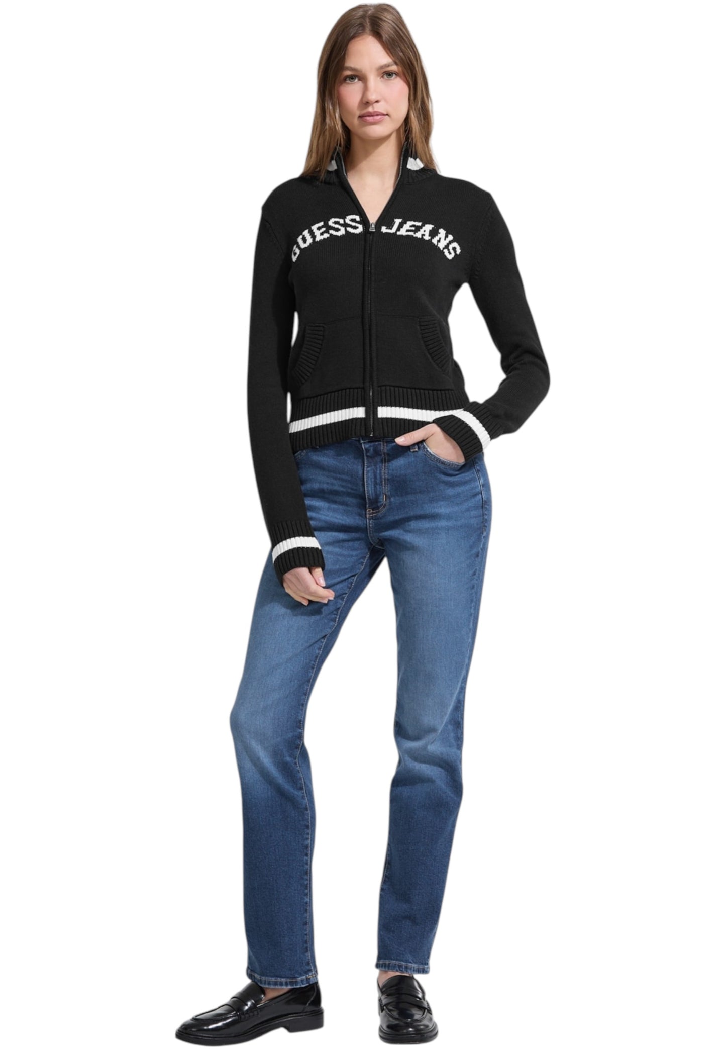 Maglione Collo Alto Donna Guess Con Zip Gj Zipped Intarsia W5YR31Z3HM1