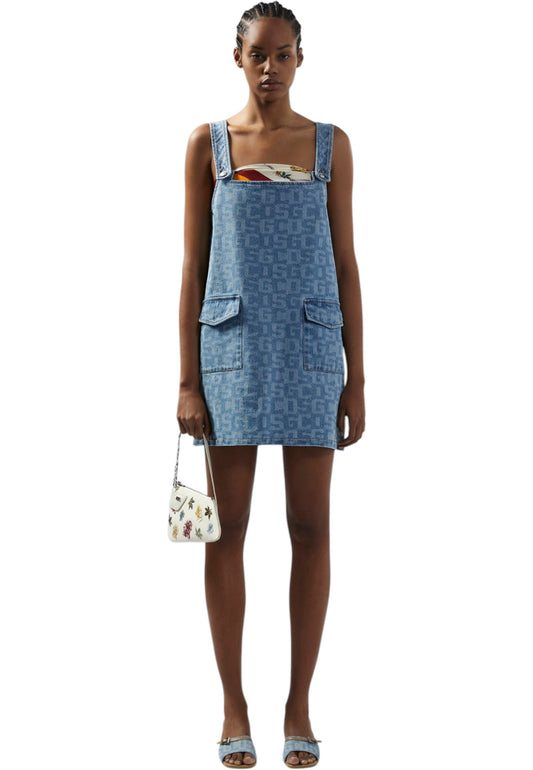 Vestito Corto Donna Gcds In Jeans Monogram