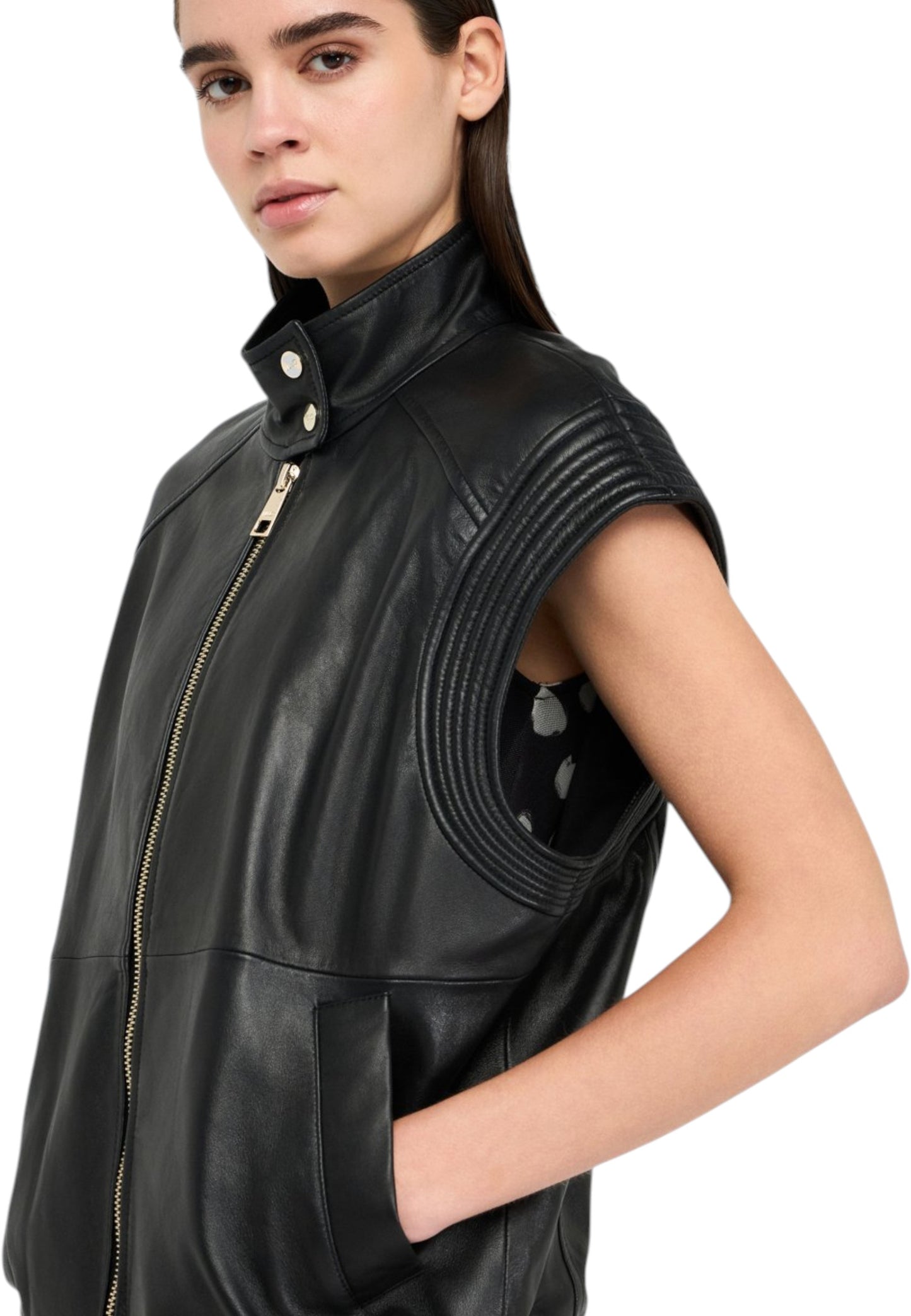 Gilet Donna Liu Jo Oversize In Pelle CF5163P0379