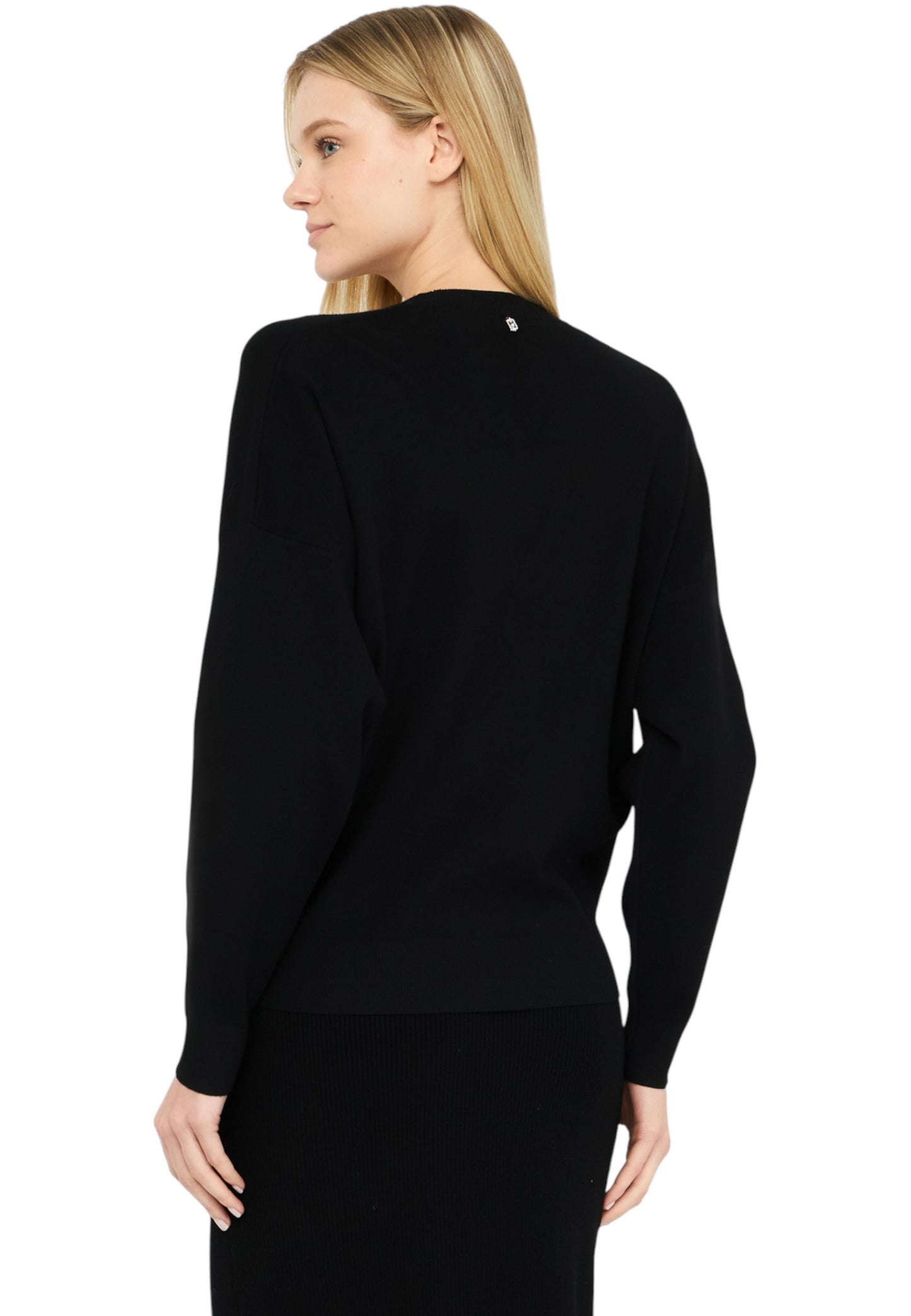 Maglia Scollo A V Donna Liu Jo Con Castoni Gioiello MF5037MS99E