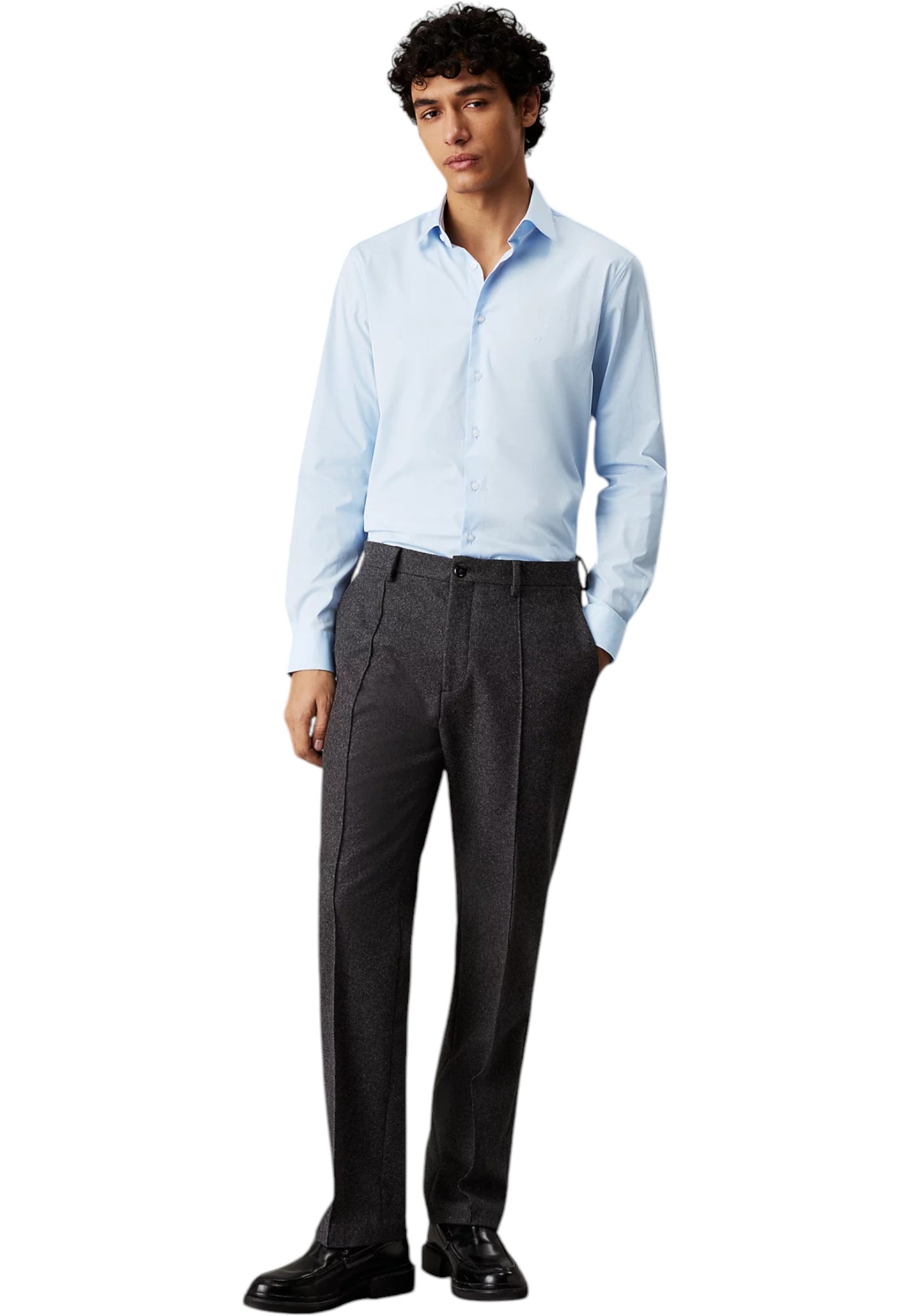 Camicia Manica lunga Uomo Calvin klein  Poplin Stretch Regular