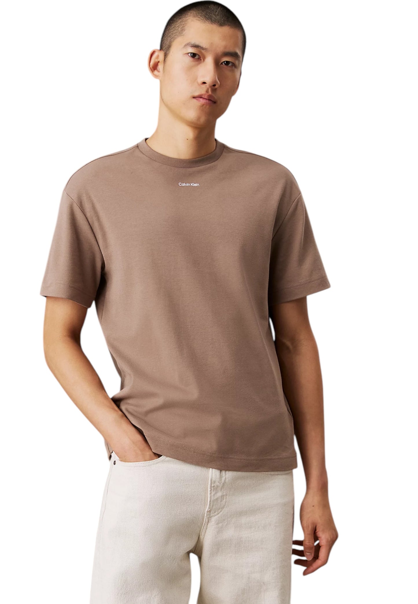 T-Shirt Manica Corta Uomo Calvin klein  Nano Logo Interlock