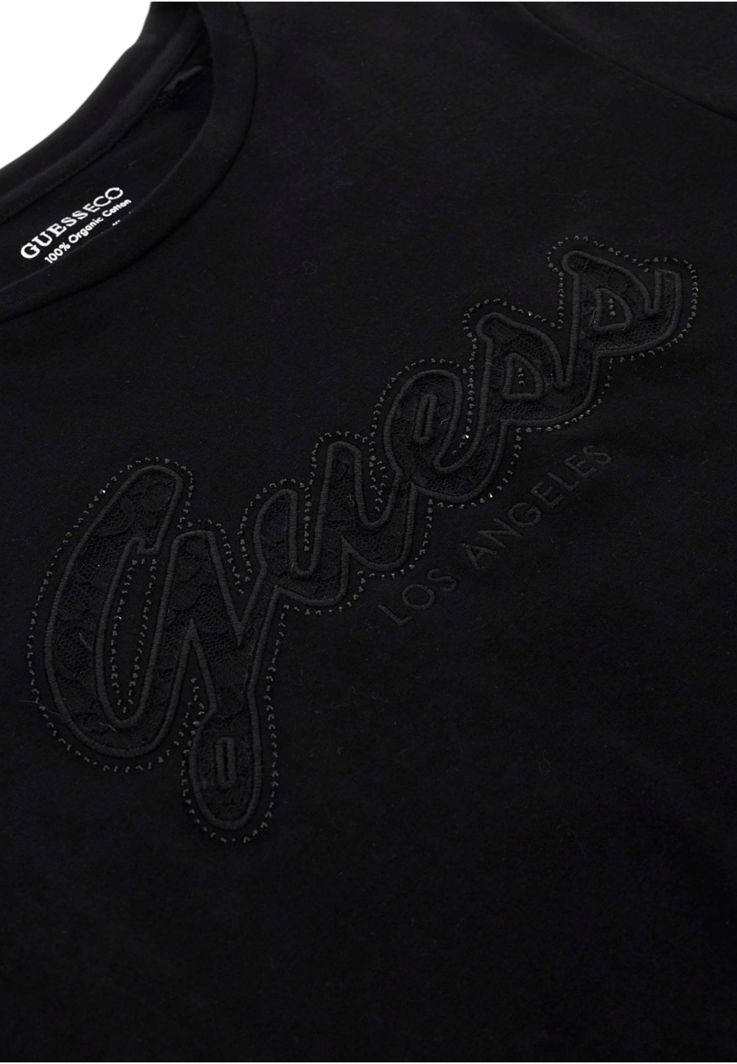 T-Shirt Manica Corta Donna Guess Script Lace Logo Easy