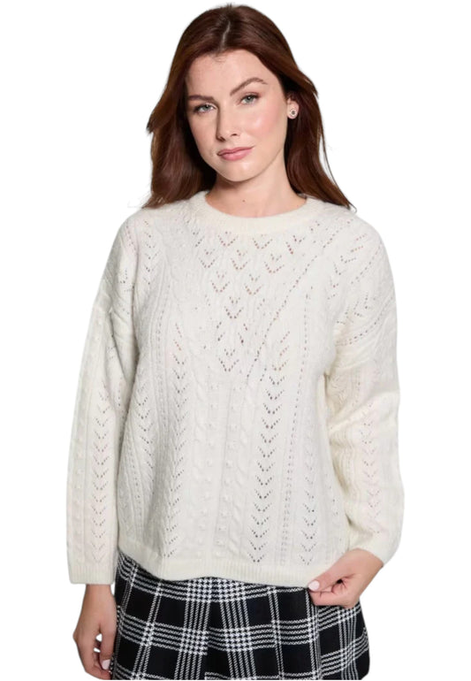 Maglione A Girocollo Donna Guess Sylvie Pointelle W5YR56Z2ZK2