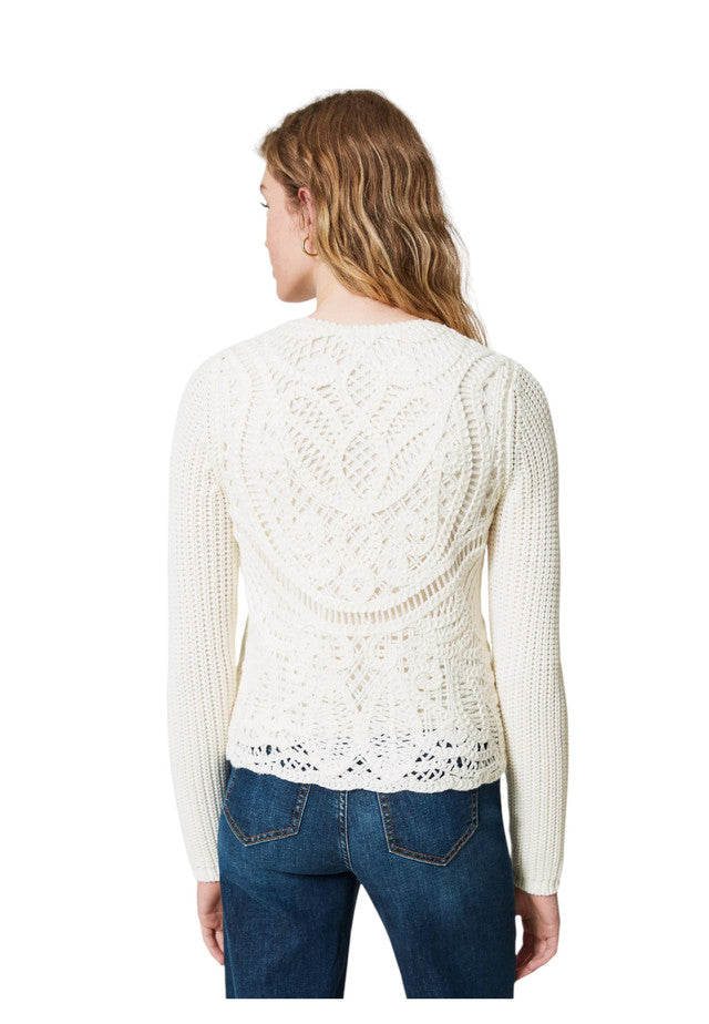Cardigan Donna Twinset In Maglia Con Crochet 242TP3474