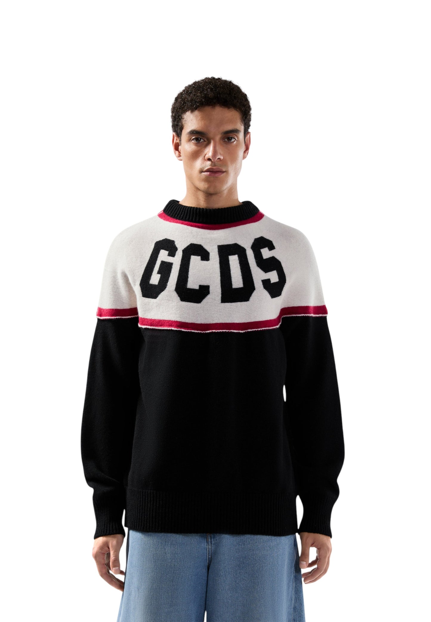 Maglione Collo A Lupetto Uomo Gcds  Stripes Logo B2CM1514KI9