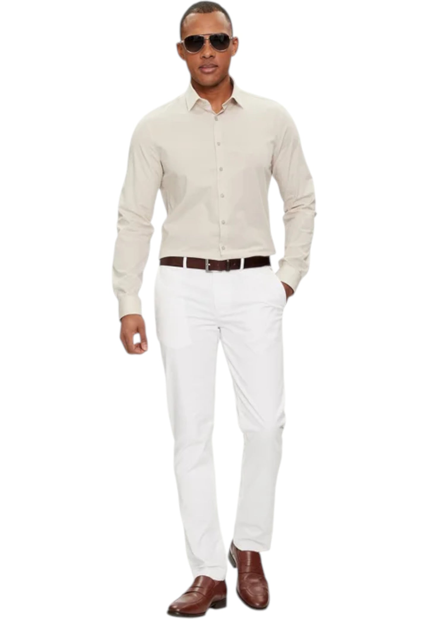 Camicia Manica lunga Uomo Calvin klein  Poplin Stretch Slim