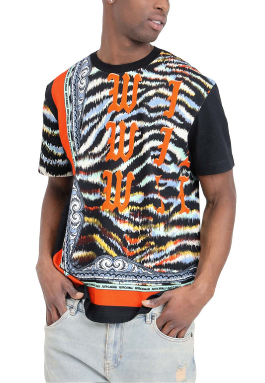 T-Shirt Manica Corta Uomo Just Cavalli Placed Graphictiger 76OAH6RFJS323