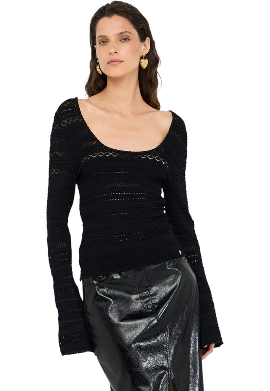 Maglia Scollo A Barca Donna Liu Jo Traforata  CF5195MS55N