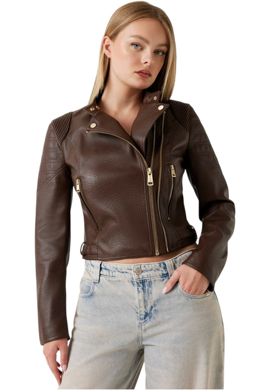 Giacca In Pelle Sintetica Donna Guess Stitched Jeannine W5YL19WHDS0