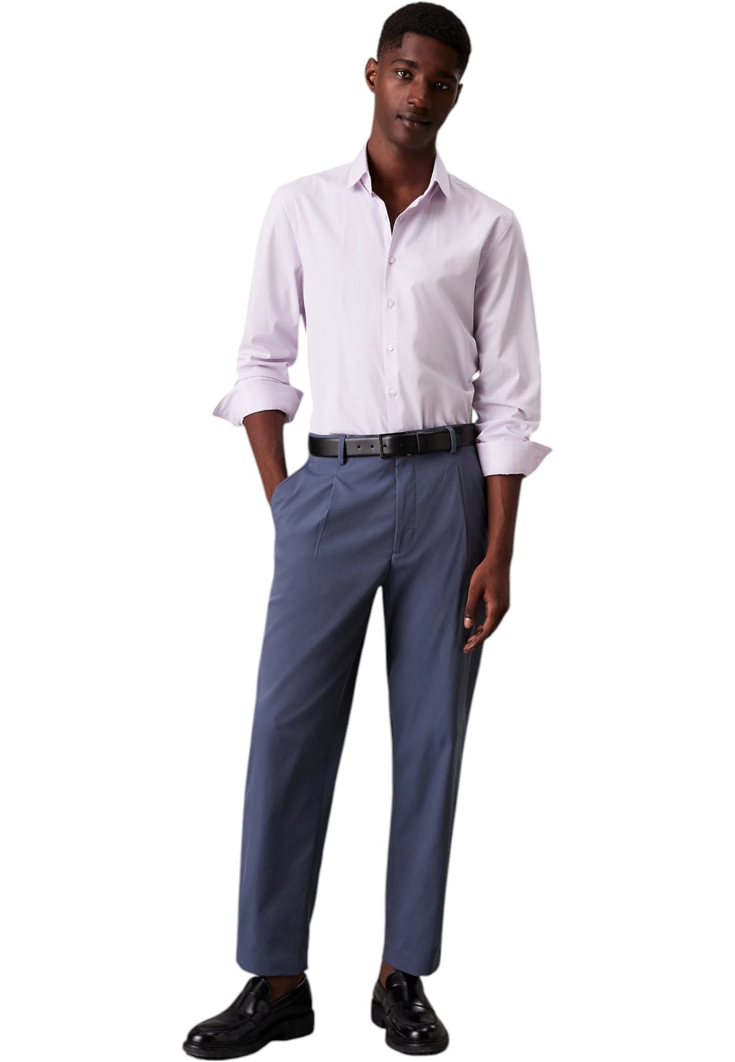 Camicia Manica lunga Uomo Calvin klein  Poplin Stretch Slim