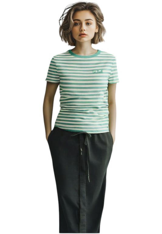 T-Shirt Manica Corta Donna Mc2 Saint Barth Stripes Embroidery Emilie EMI0001