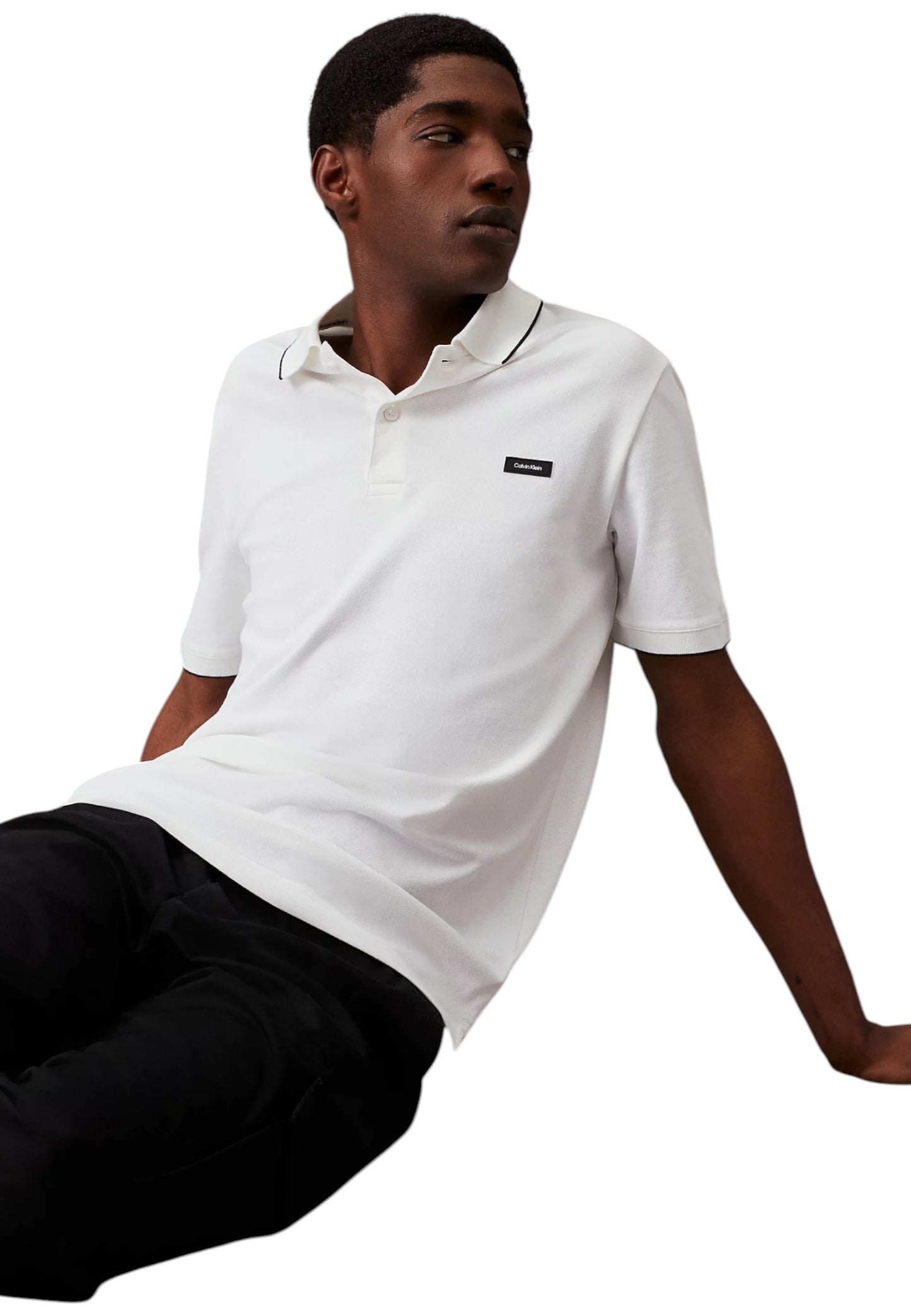 Polo Manica Corta Uomo Calvin klein  Stretch Pique Tippin