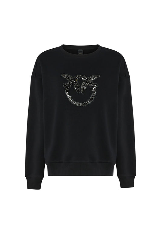 Felpa A Girocollo Donna Pinko Ricamo Gioiello Love Birds Nelly 100534A2RO