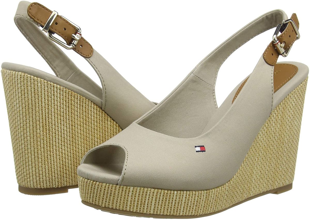 Sandali Con Zeppa Donna Tommy Hilfiger Alta Iconic Elena Sling Back Wedge FW0FW04789