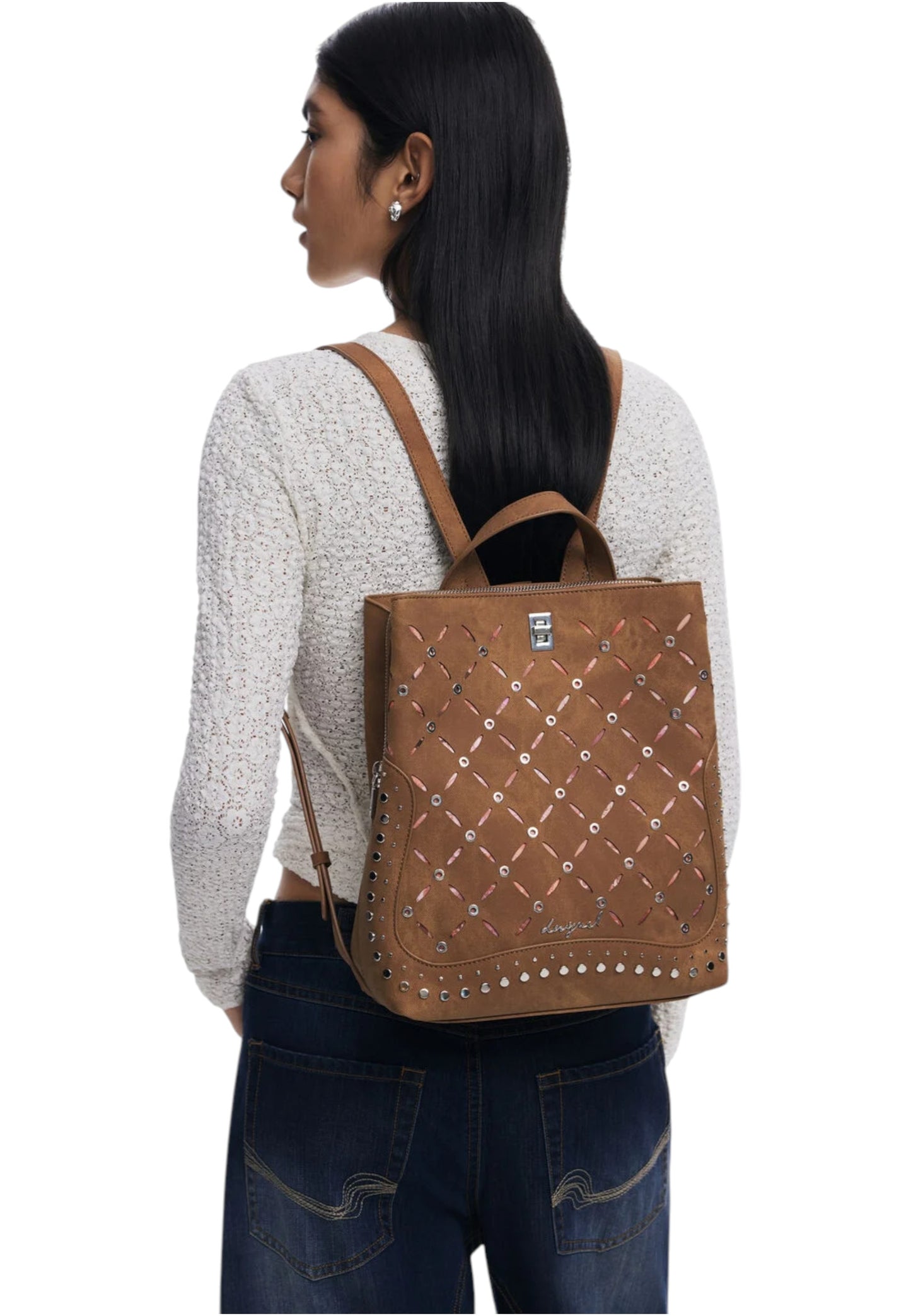 Zaino Donna Desigual Yankee Metal Patch Sumy Mini Camel 25WAKP31