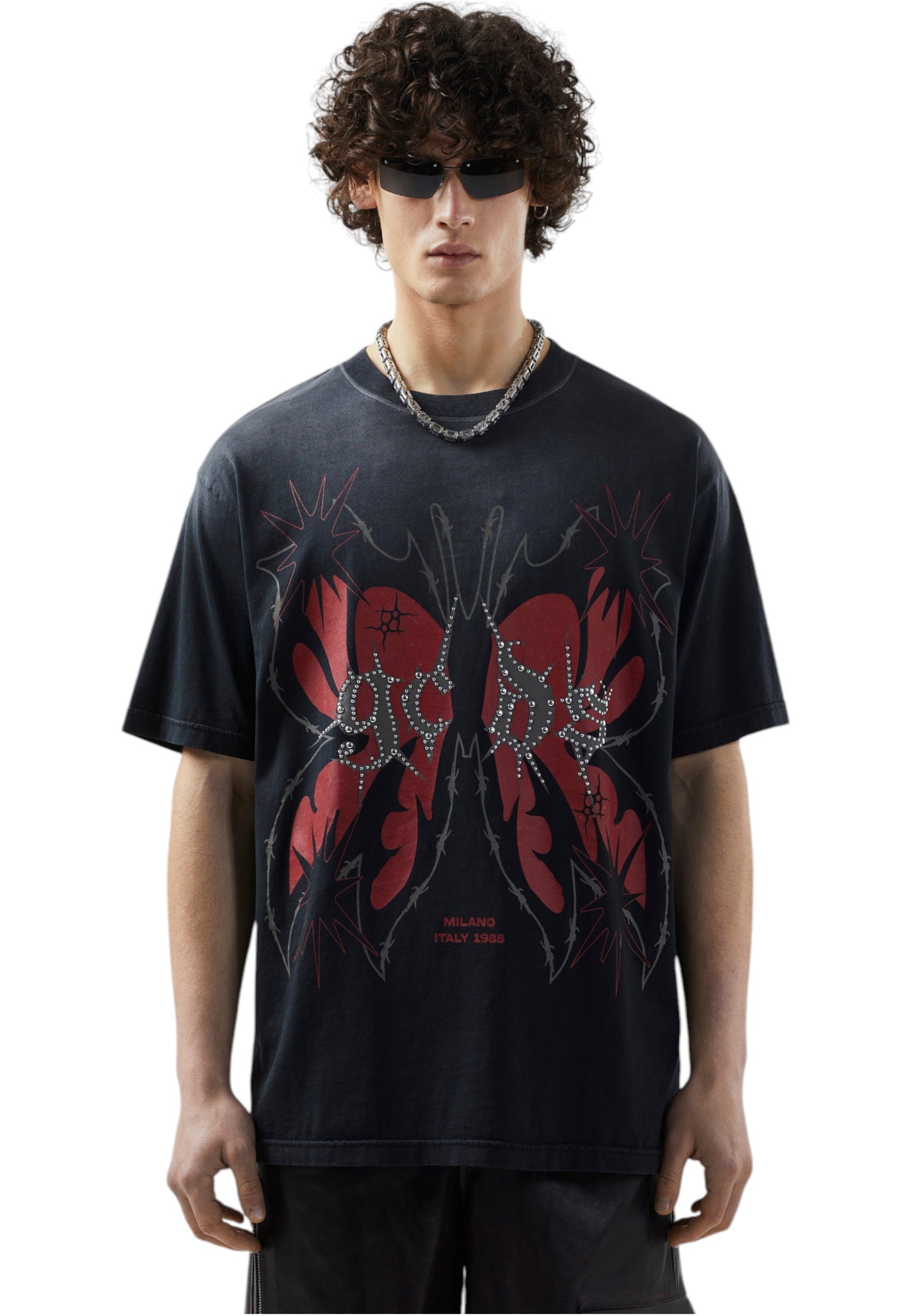 T-Shirt Manica Corta Uomo Gcds Oversize Butterfly