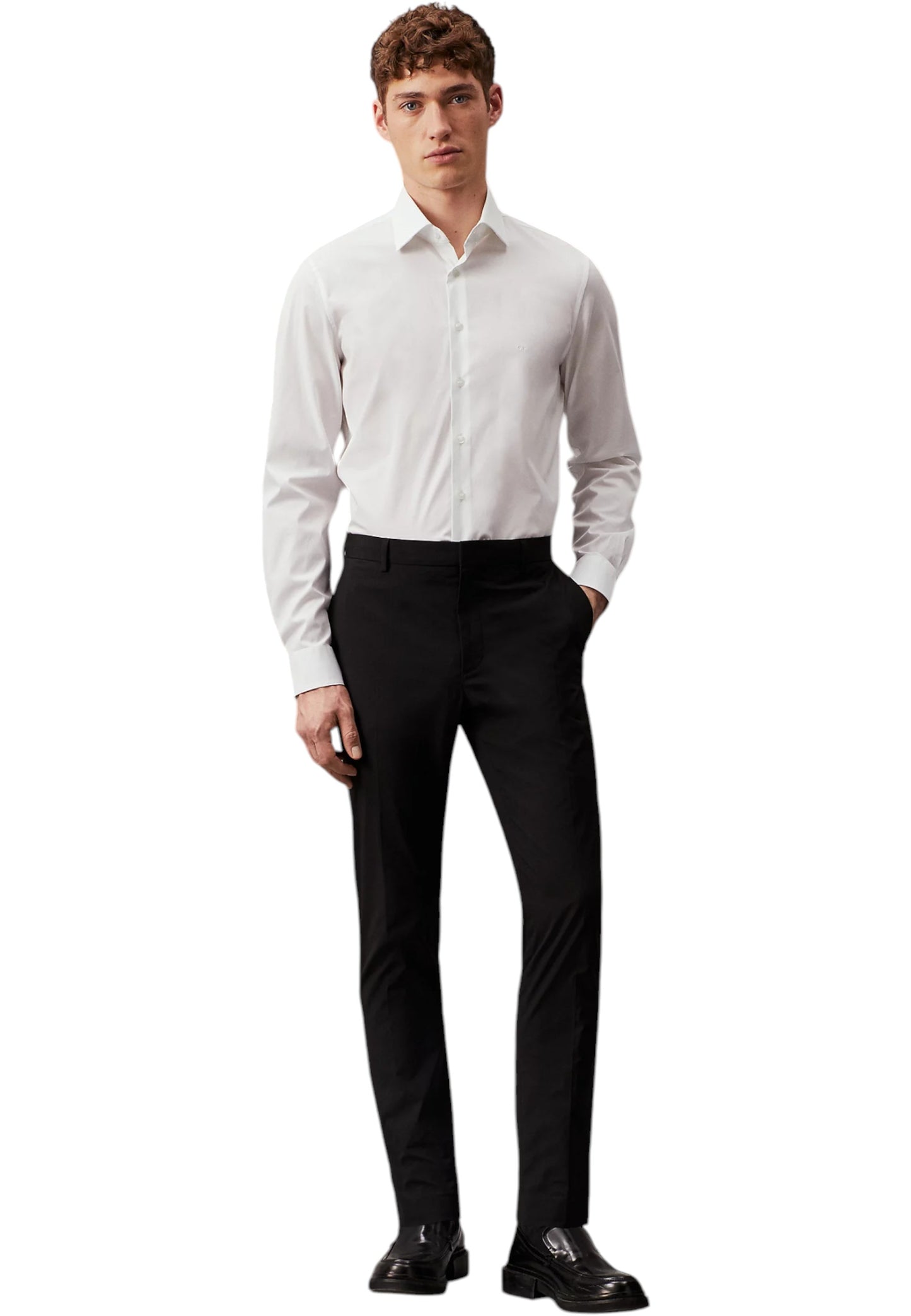 Camicia Manica lunga Uomo Calvin klein  Poplin Stretch Regular