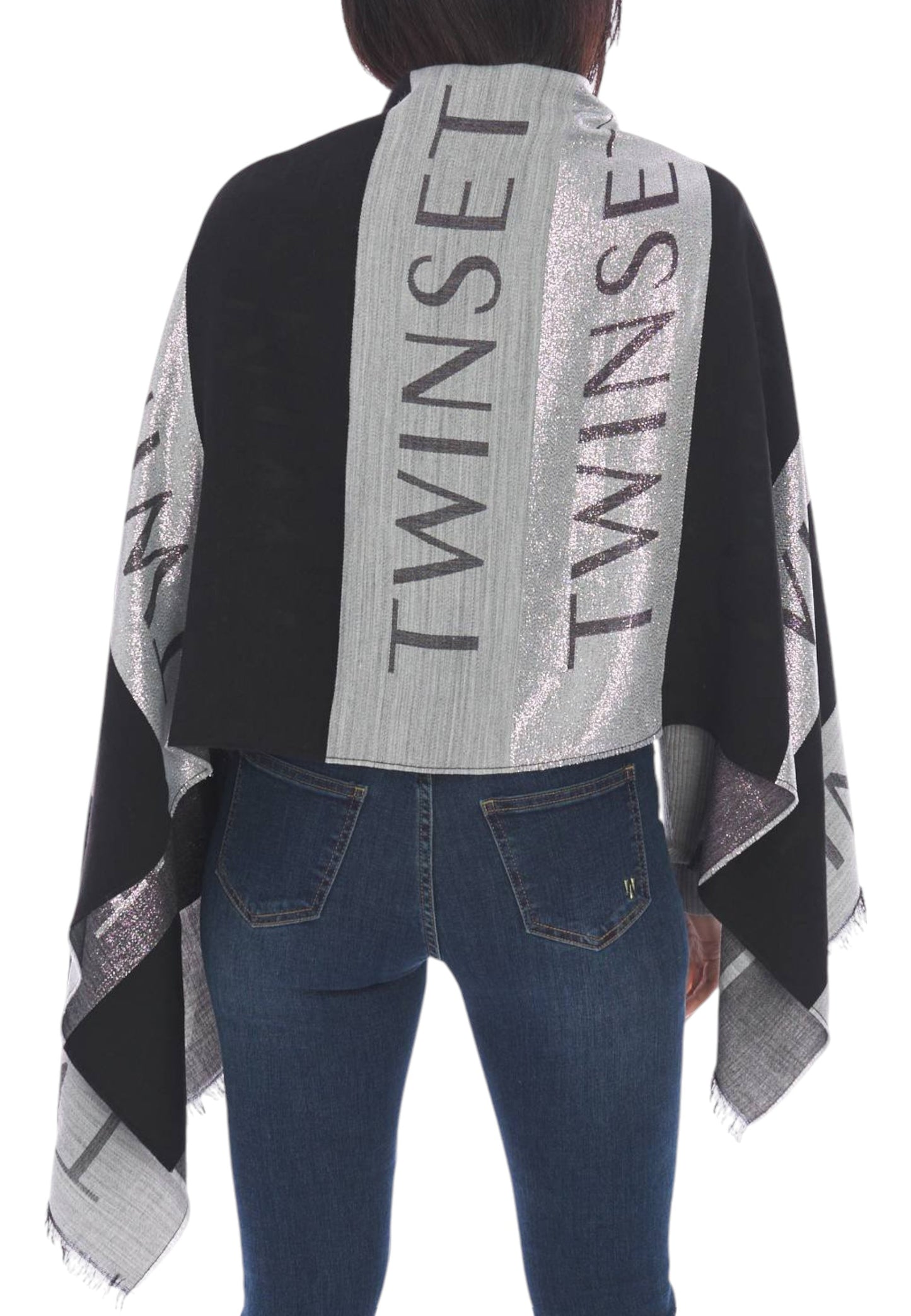 Sciarpa Donna Twinset Tessuto Lurex Con Logo E Bande 242TO503A