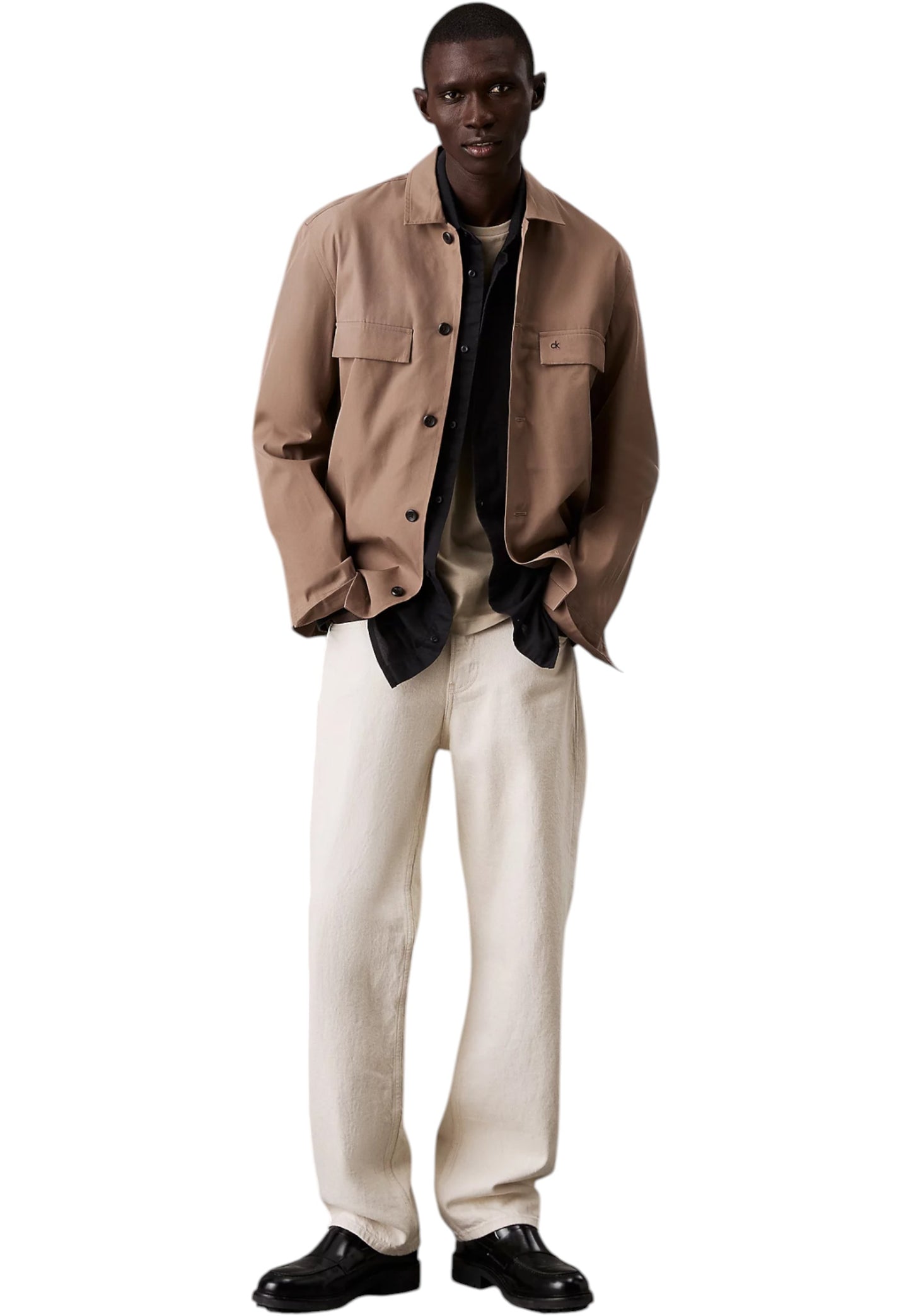 Camicia Manica lunga Uomo Calvin klein  Linen Cotton Regular