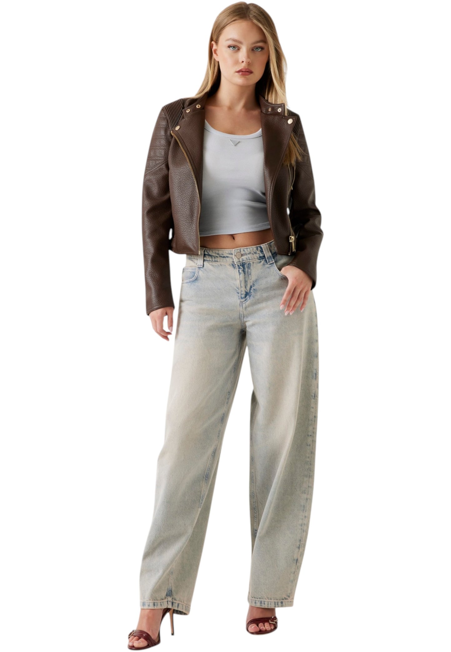 Giacca In Pelle Sintetica Donna Guess Stitched Jeannine W5YL19WHDS0