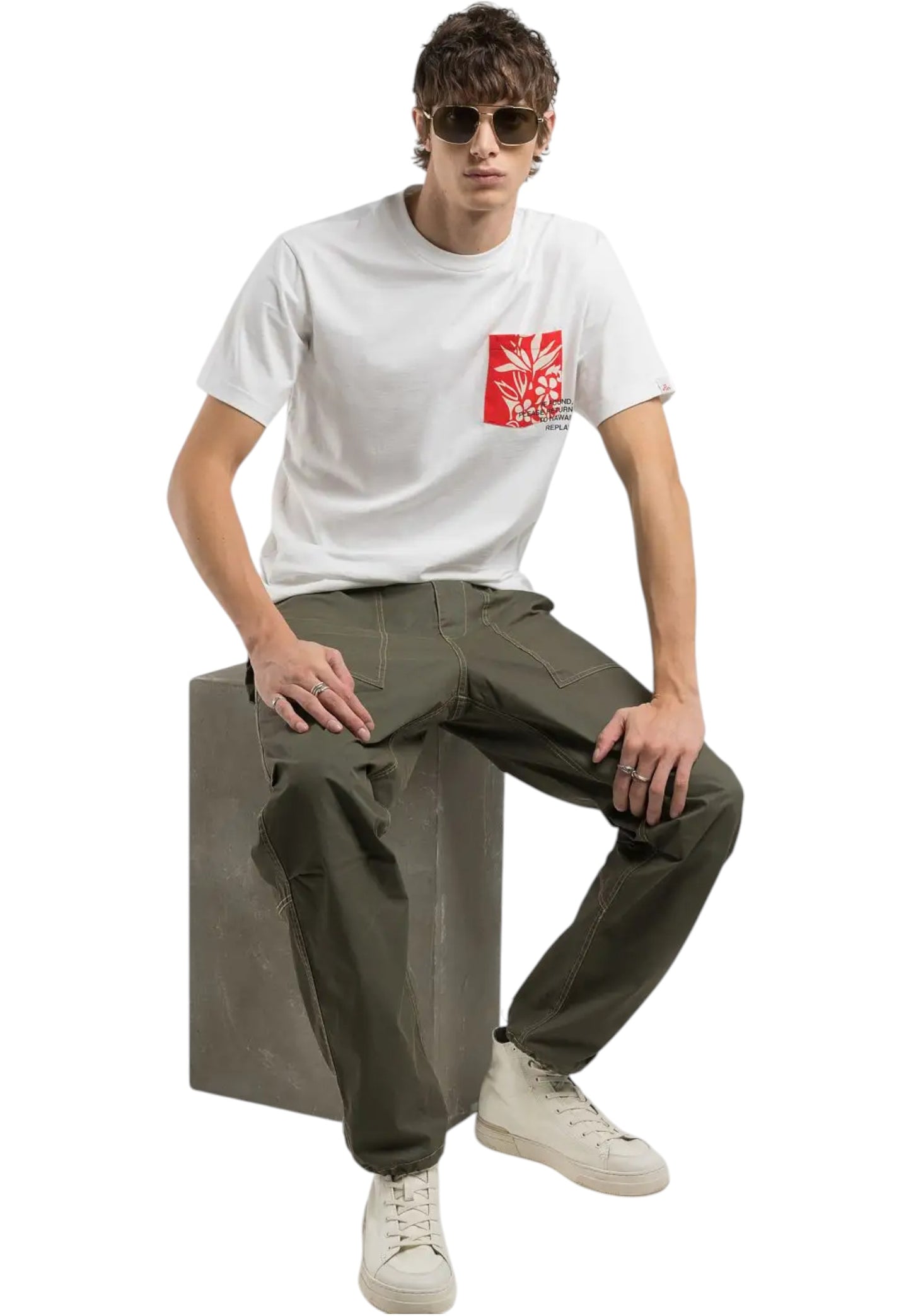 T-Shirt Manica Corta Uomo Replay Con Tascino Stampato