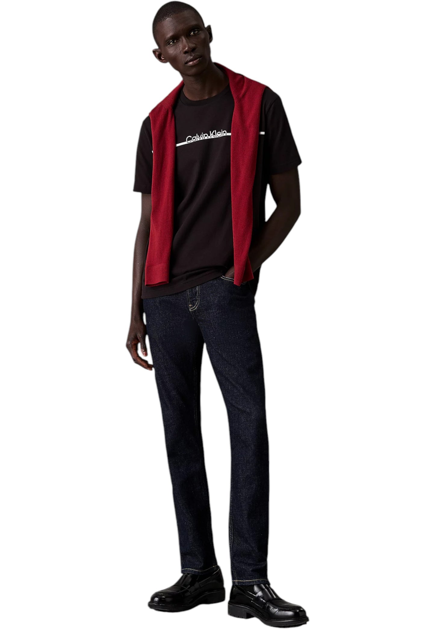 T-Shirt Manica Corta Uomo Calvin klein  Split Line Logo T-Sh