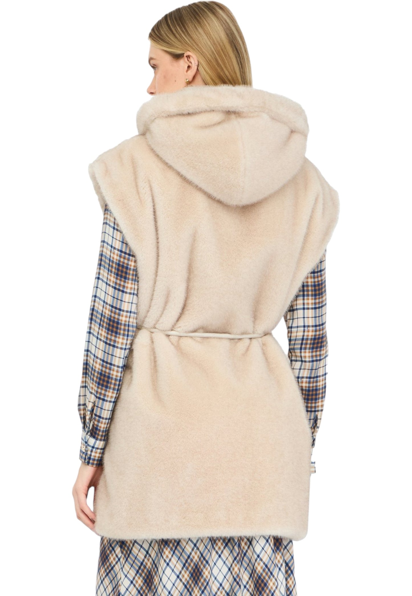 Gilet Con Cappuccio Donna Liu Jo In Pelliccia Sintetica MF5364E1044
