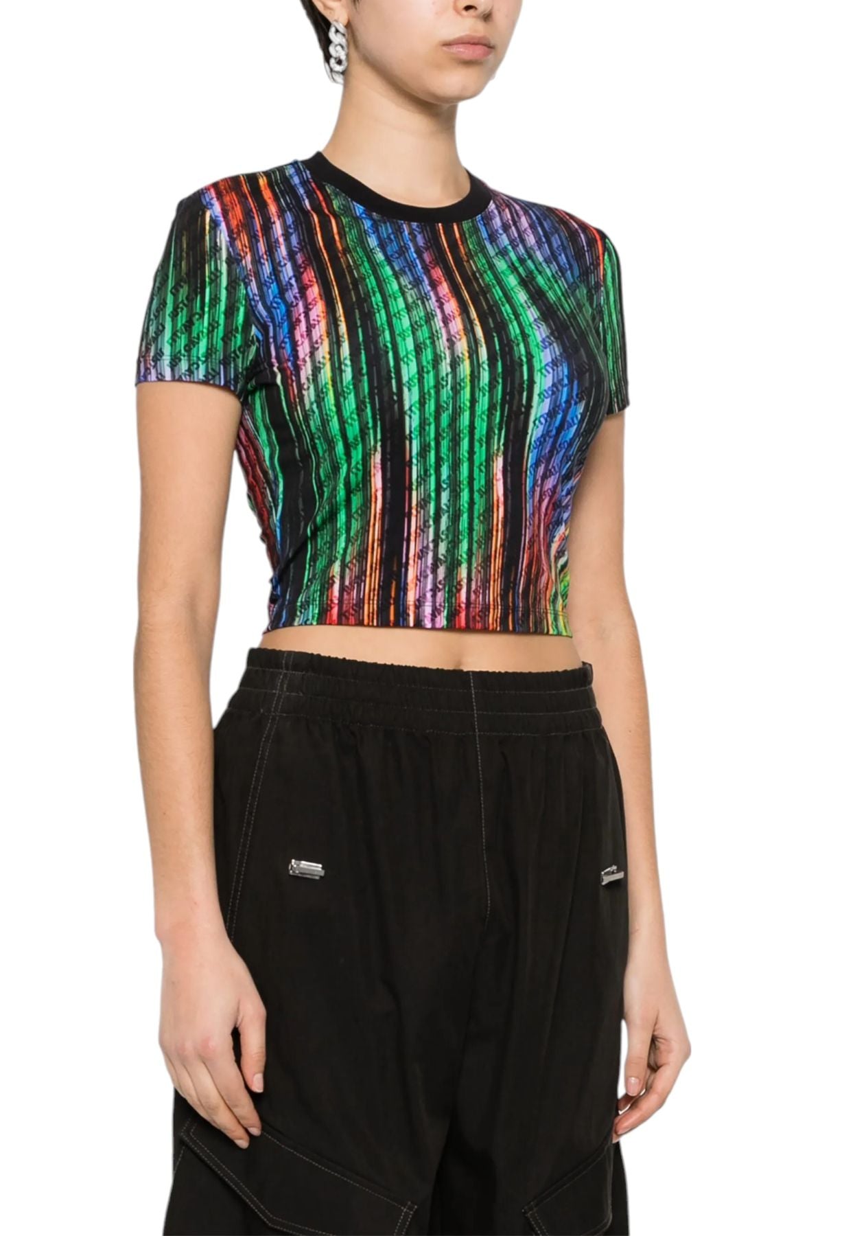 T-Shirt Manica Corta Donna Just Cavalli Ikat Logo All Over 76PAHE02CJ112
