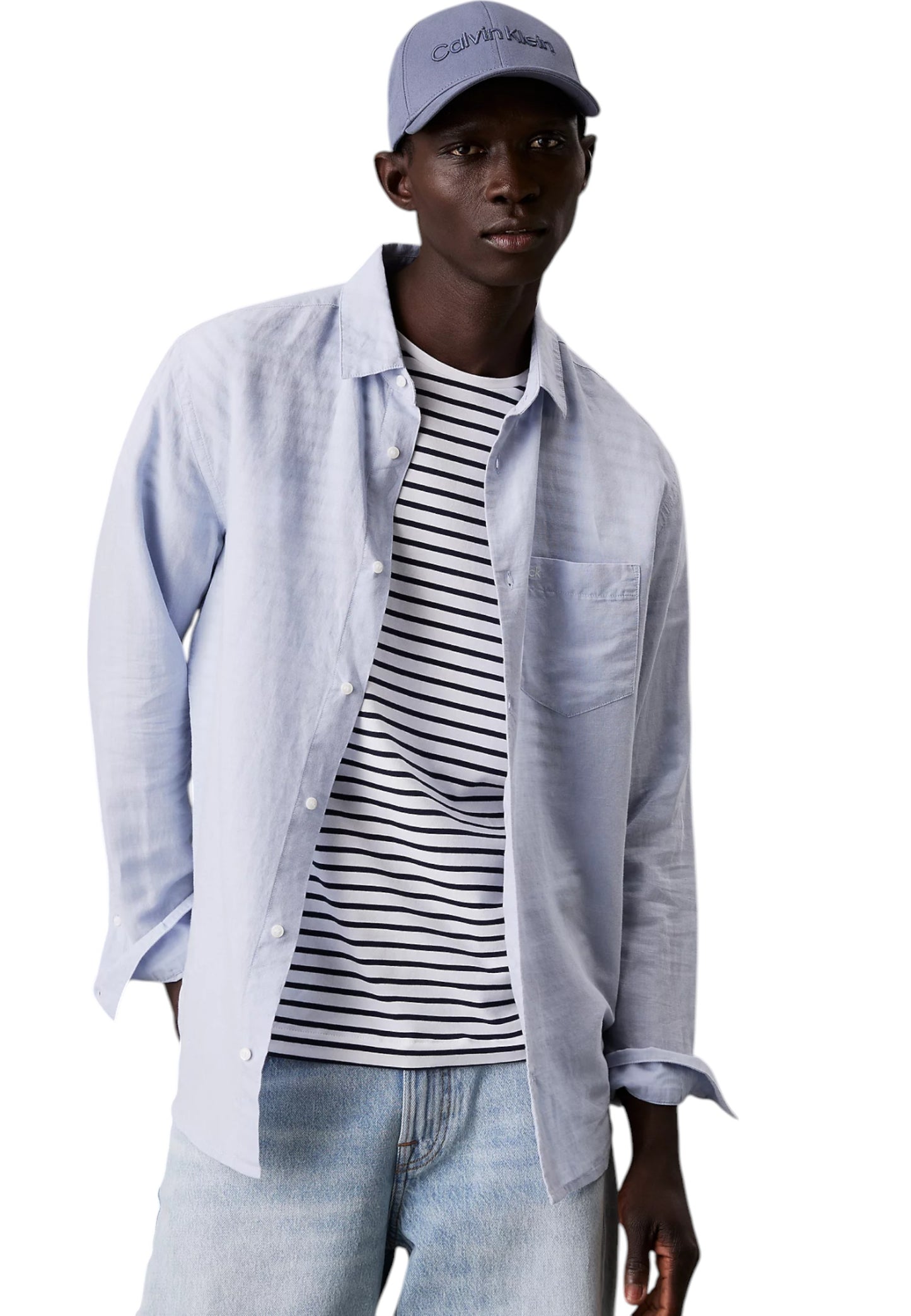 Camicia Manica lunga Uomo Calvin klein  Linen Cotton Regular