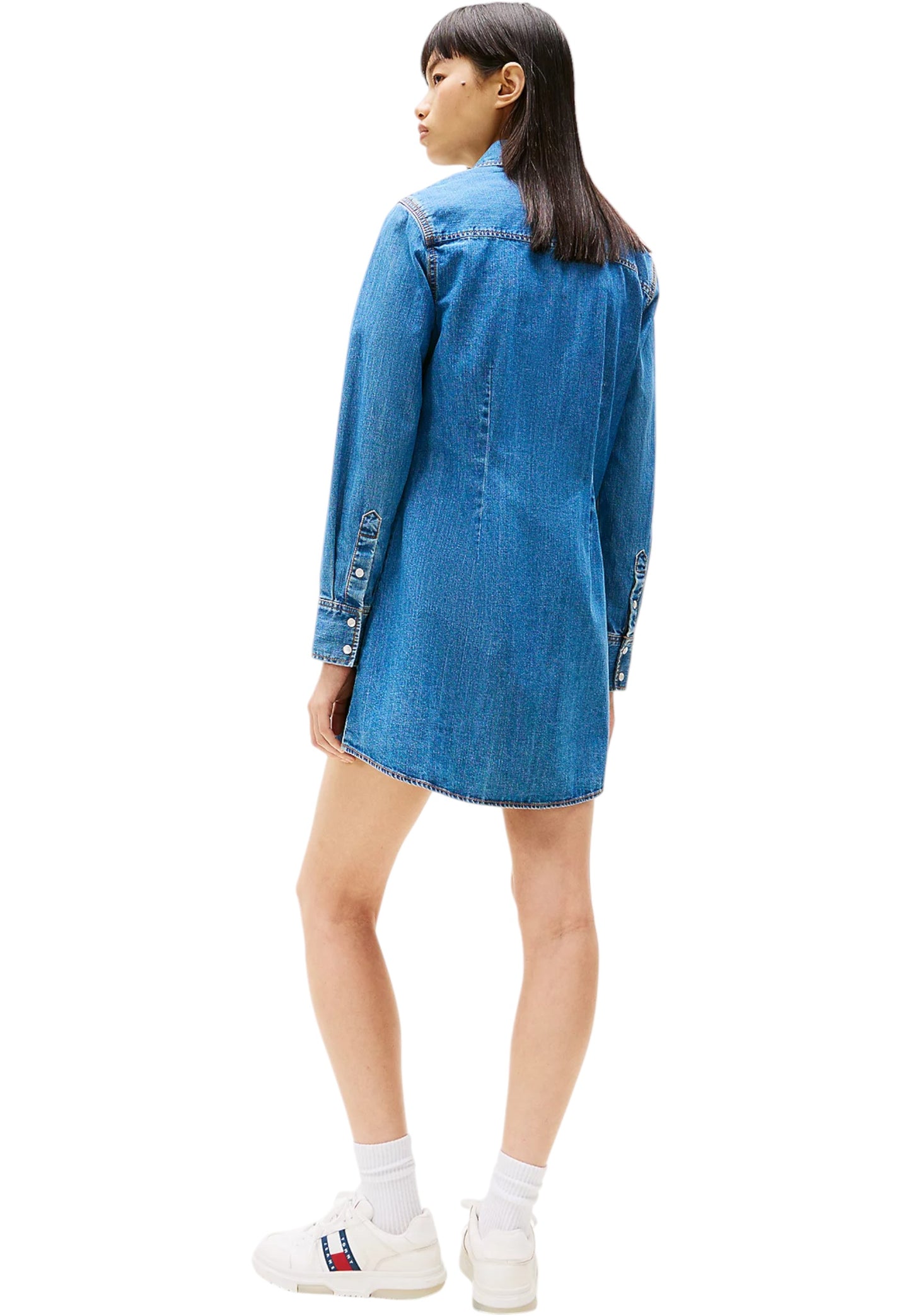 Vestito Corto Donna Tommy Jeans Chemiser In Jeans Regular Western