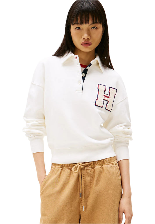 Felpa A Girocollo Donna Tommy Jeans Stile Polo Tjw H Graphic Hwk