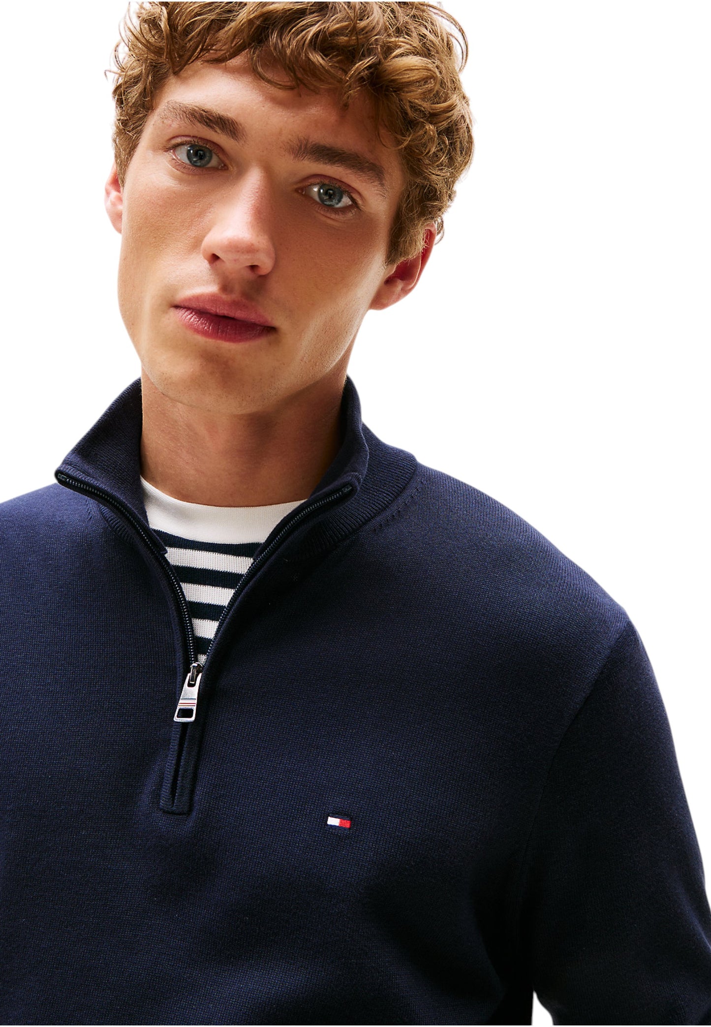 Maglione Collo Alto Uomo Tommy Hilfiger Con Mezza Zip Essential Cotton MW0MW37331
